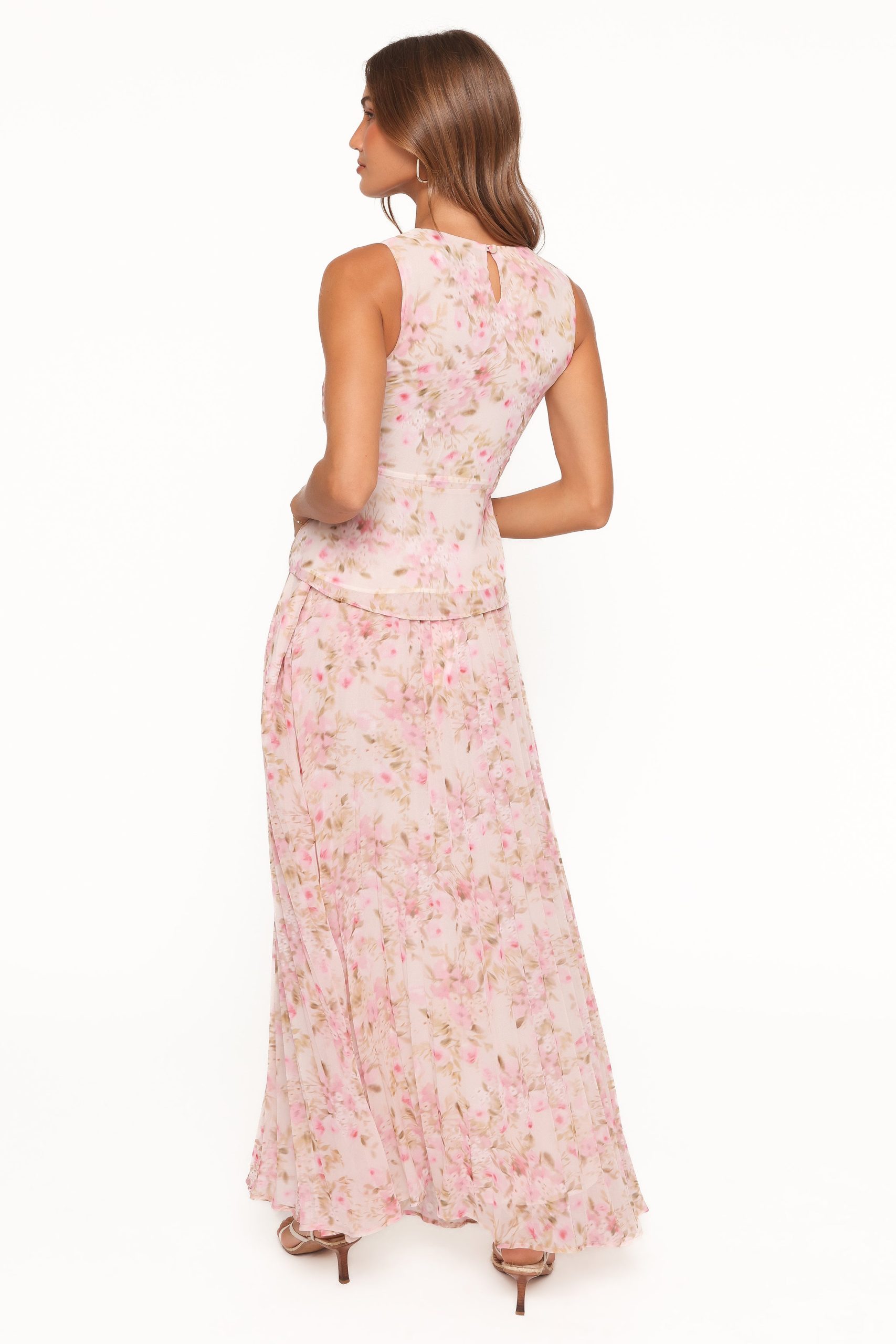 Mena Pleated Maxi Skirt - Blurred Pink Floral - Image 4
