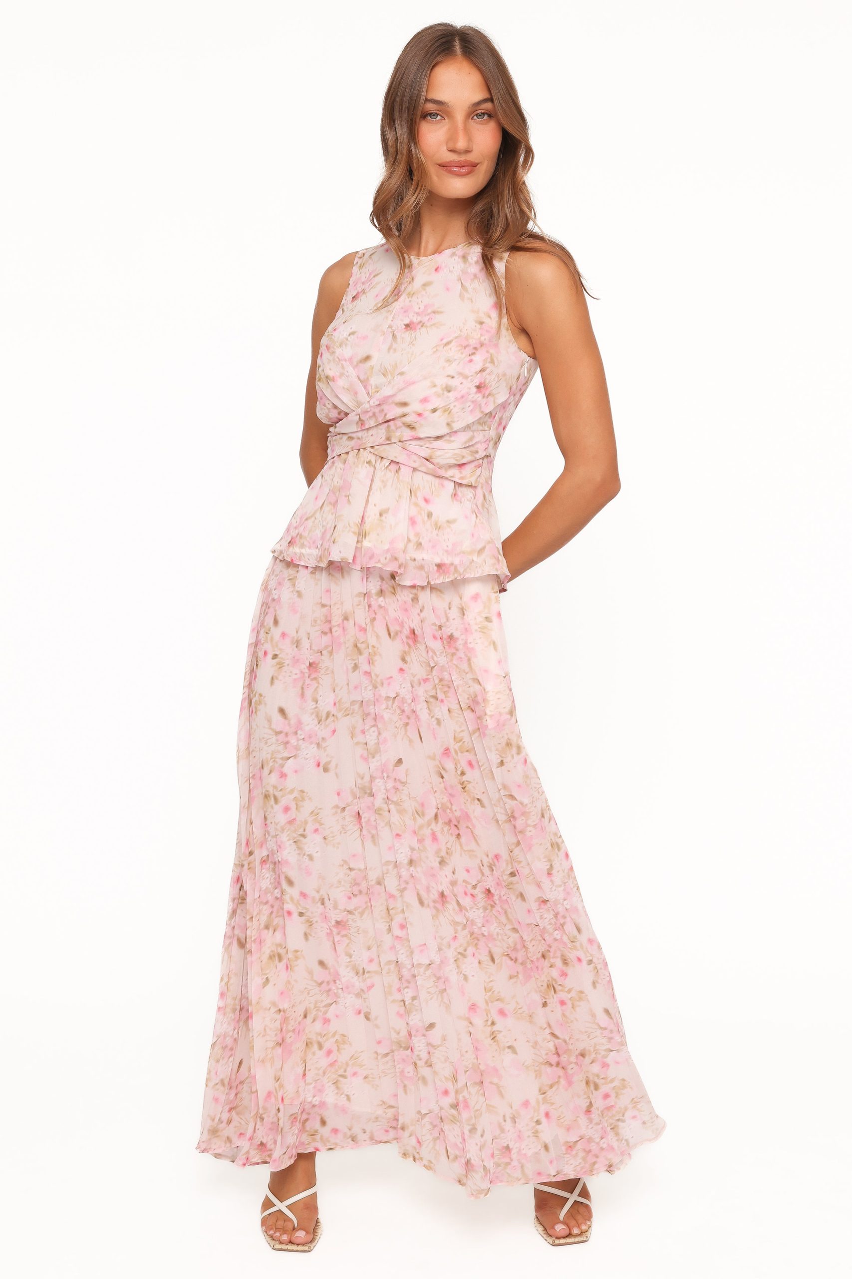 Mena Pleated Maxi Skirt - Blurred Pink Floral - Image 2