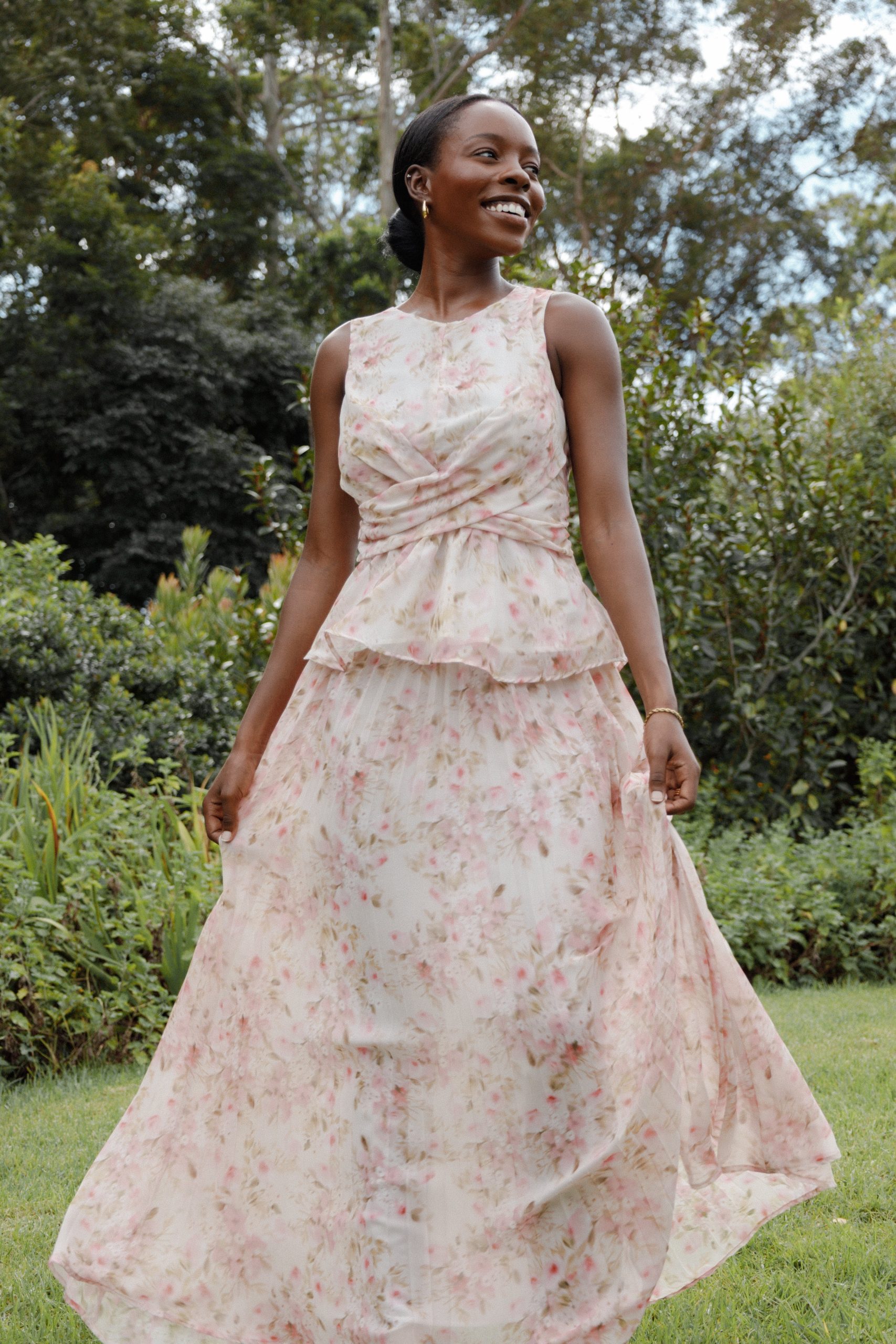 Mena Pleated Maxi Skirt - Blurred Pink Floral - Image 7
