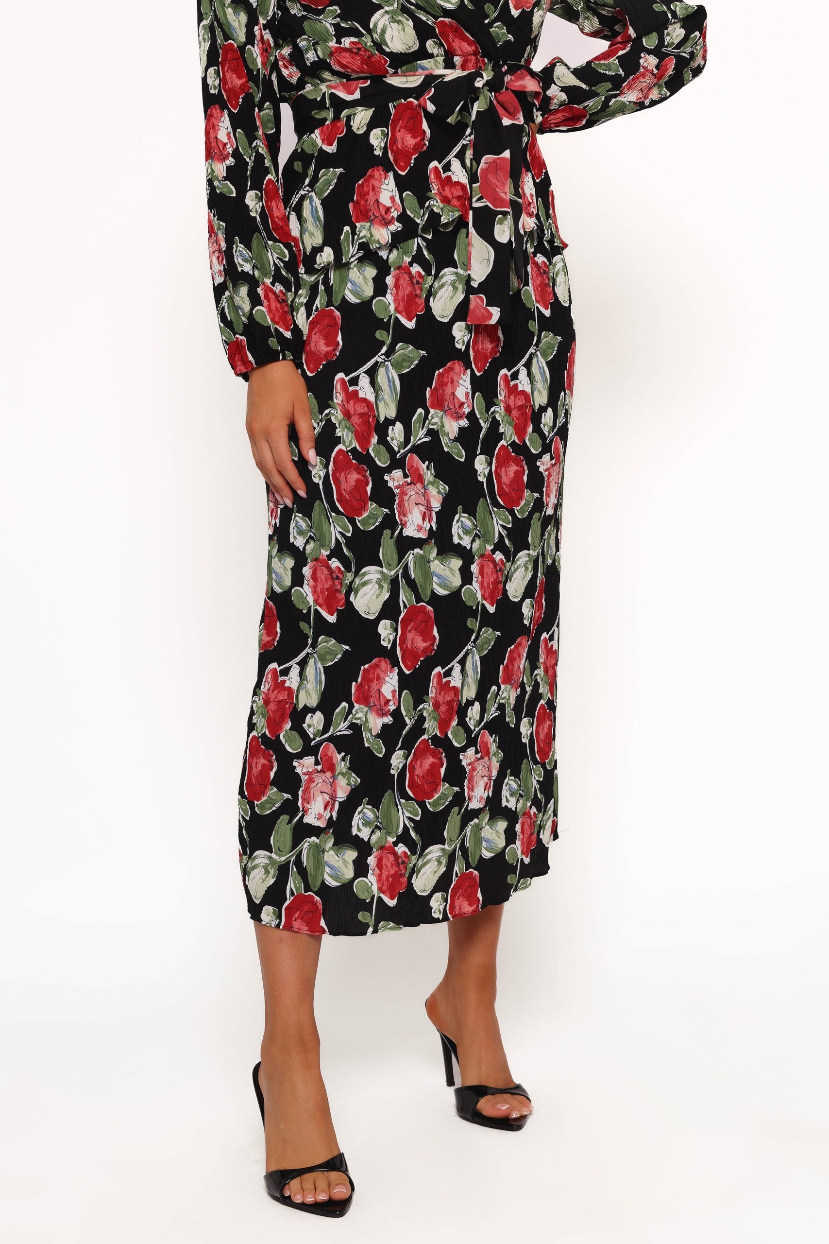 Minelli Pleat Midi Skirt - Black Rose - Image 7