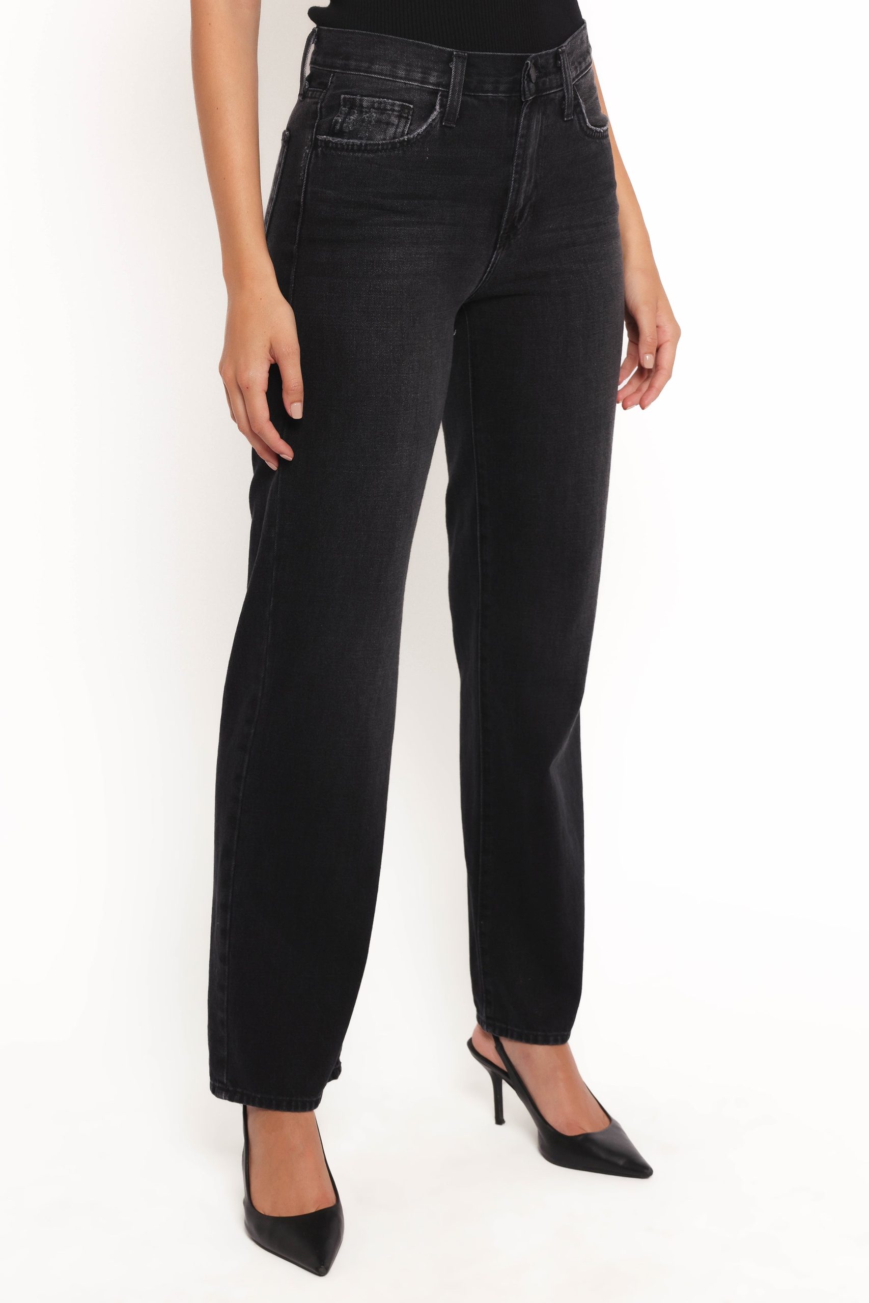 Nathan High Rise Relaxed Straight Jean - Washed Black - Image 2