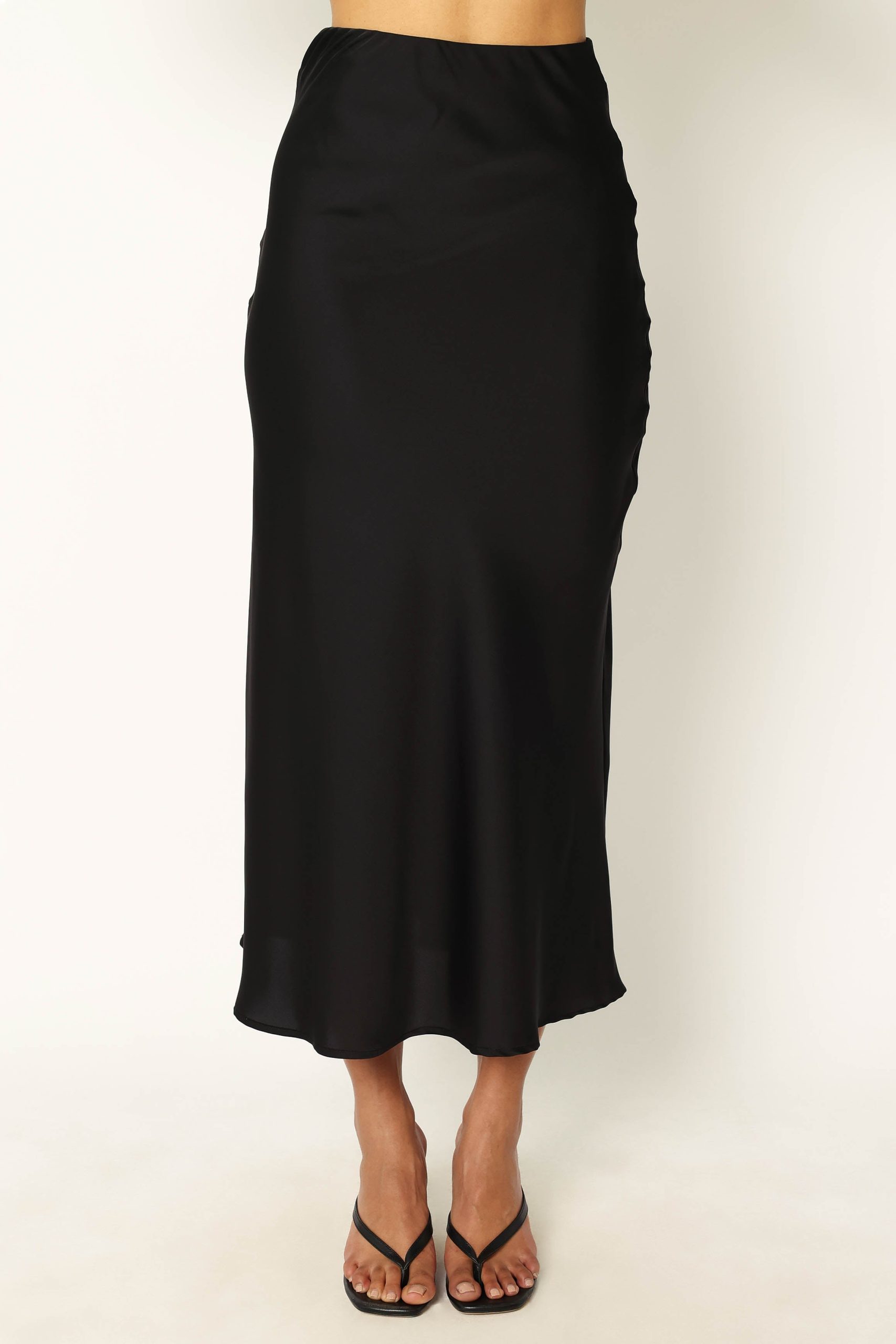 Nellie Satin Midi Skirt - Black - Image 8