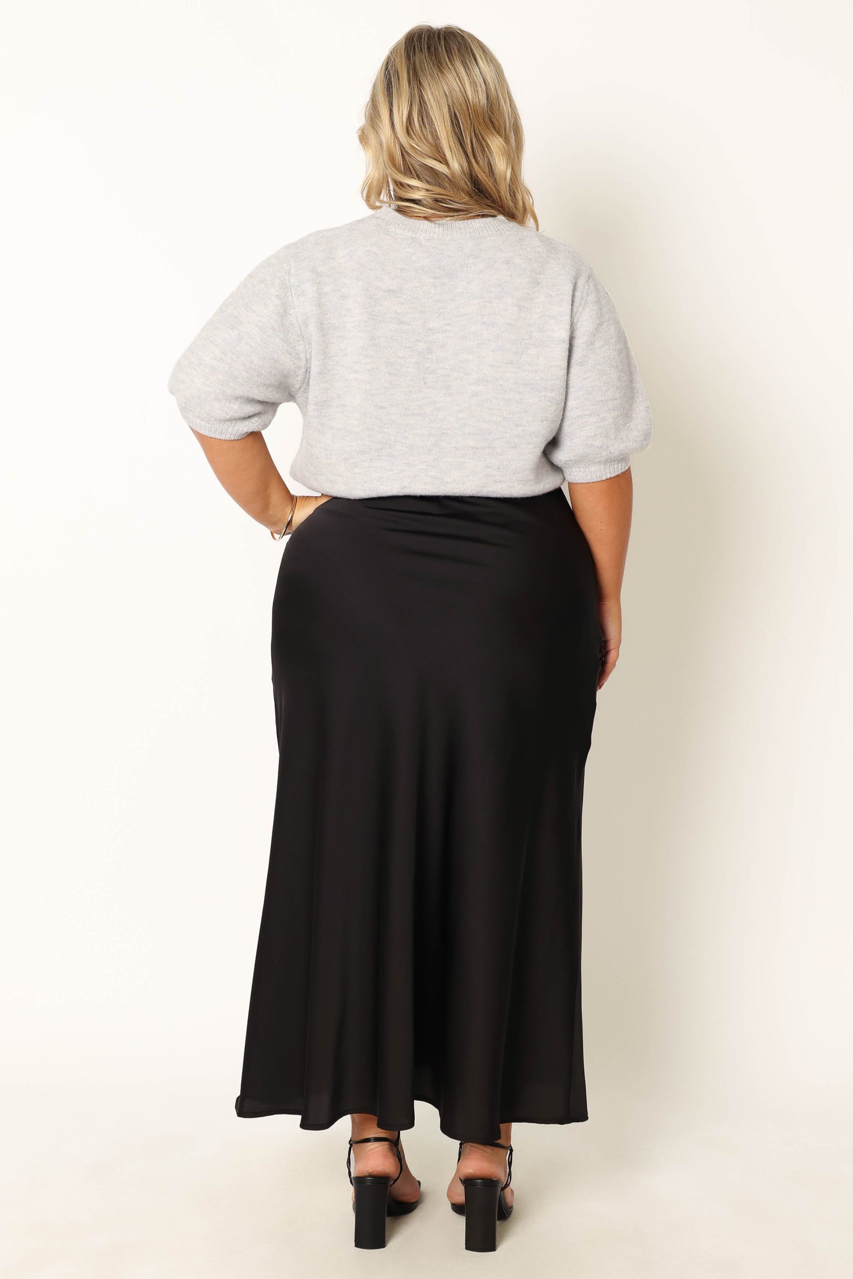 Nellie Satin Midi Skirt - Black - Image 3