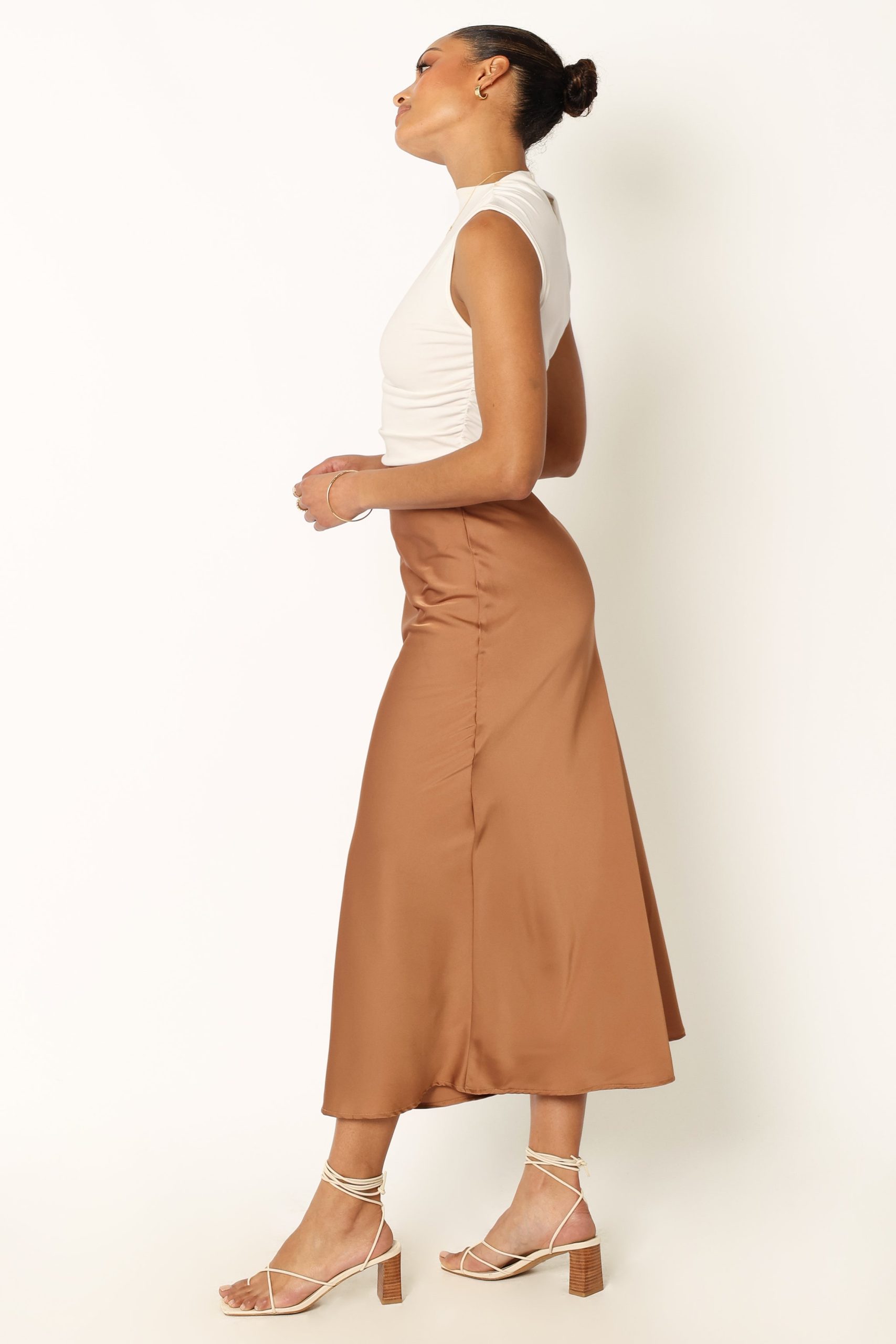 Nellie Satin Midi Skirt - Bronze - Image 8