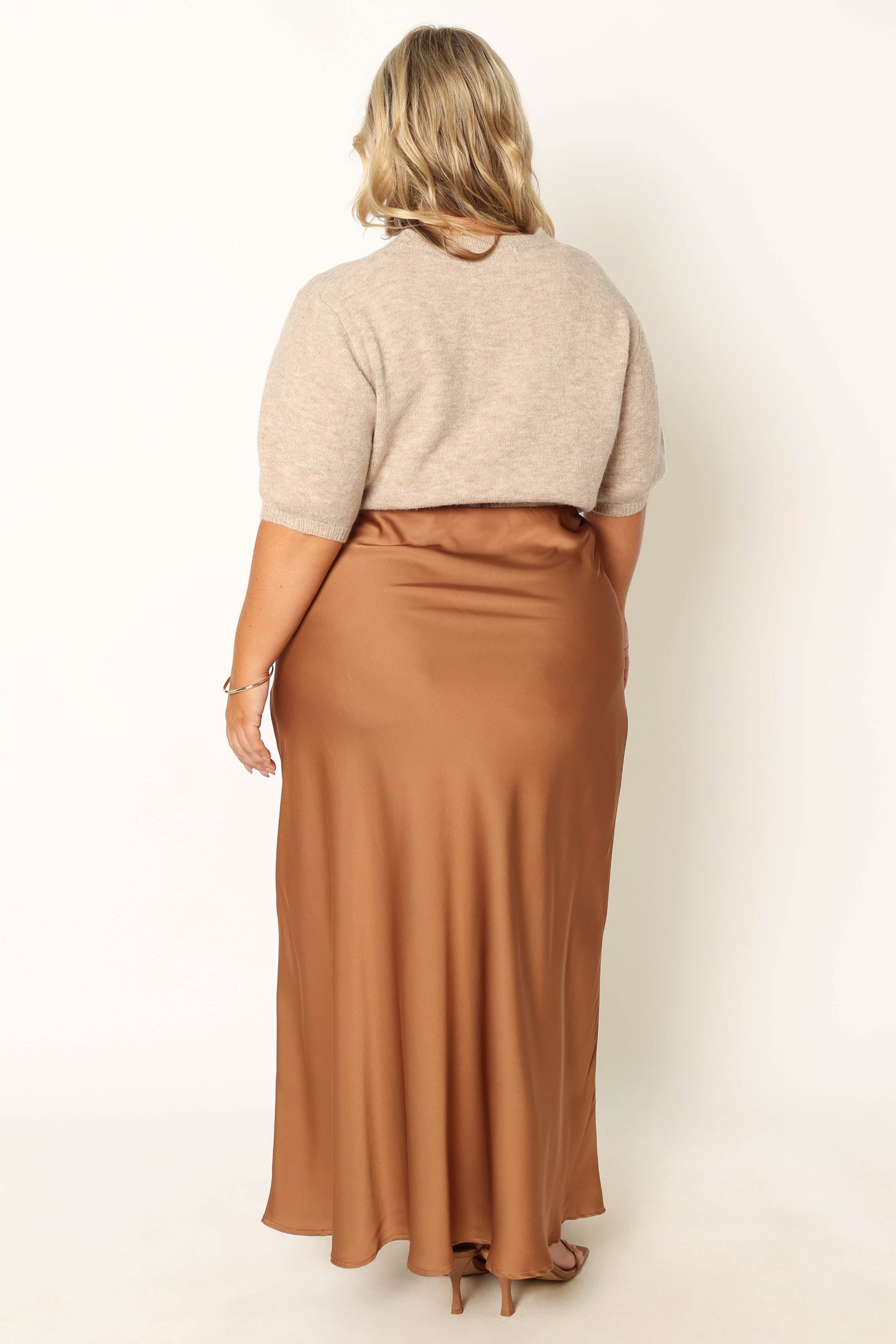 Nellie Satin Midi Skirt - Bronze - Image 4