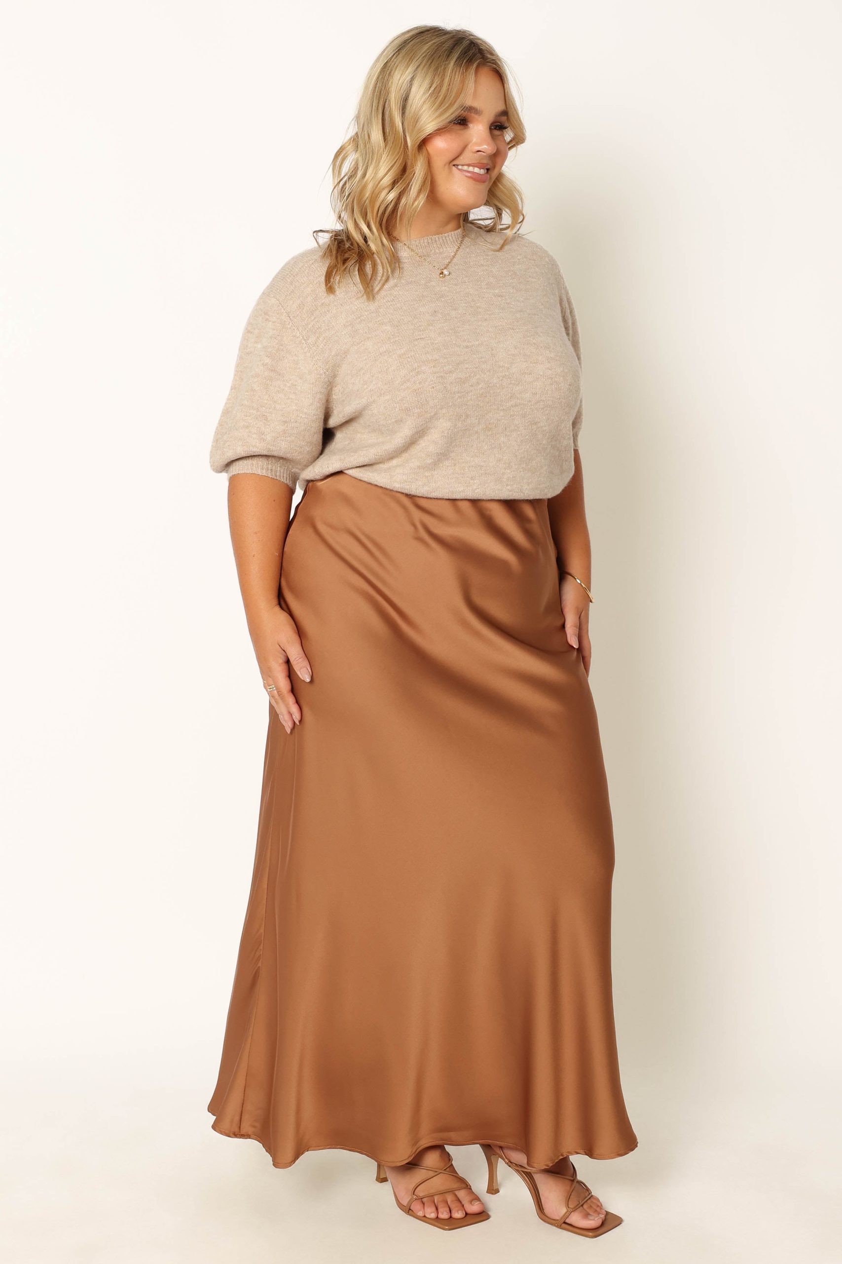 Nellie Satin Midi Skirt - Bronze - Image 5