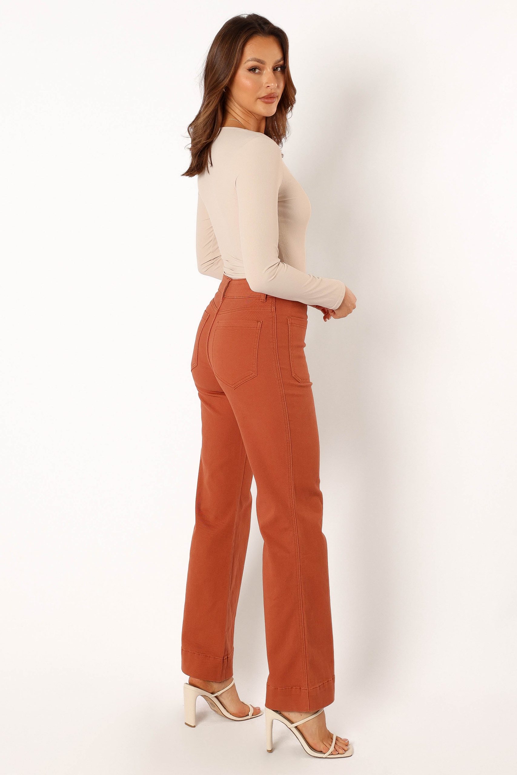Nico Wide Leg Jean - Tan - Image 5