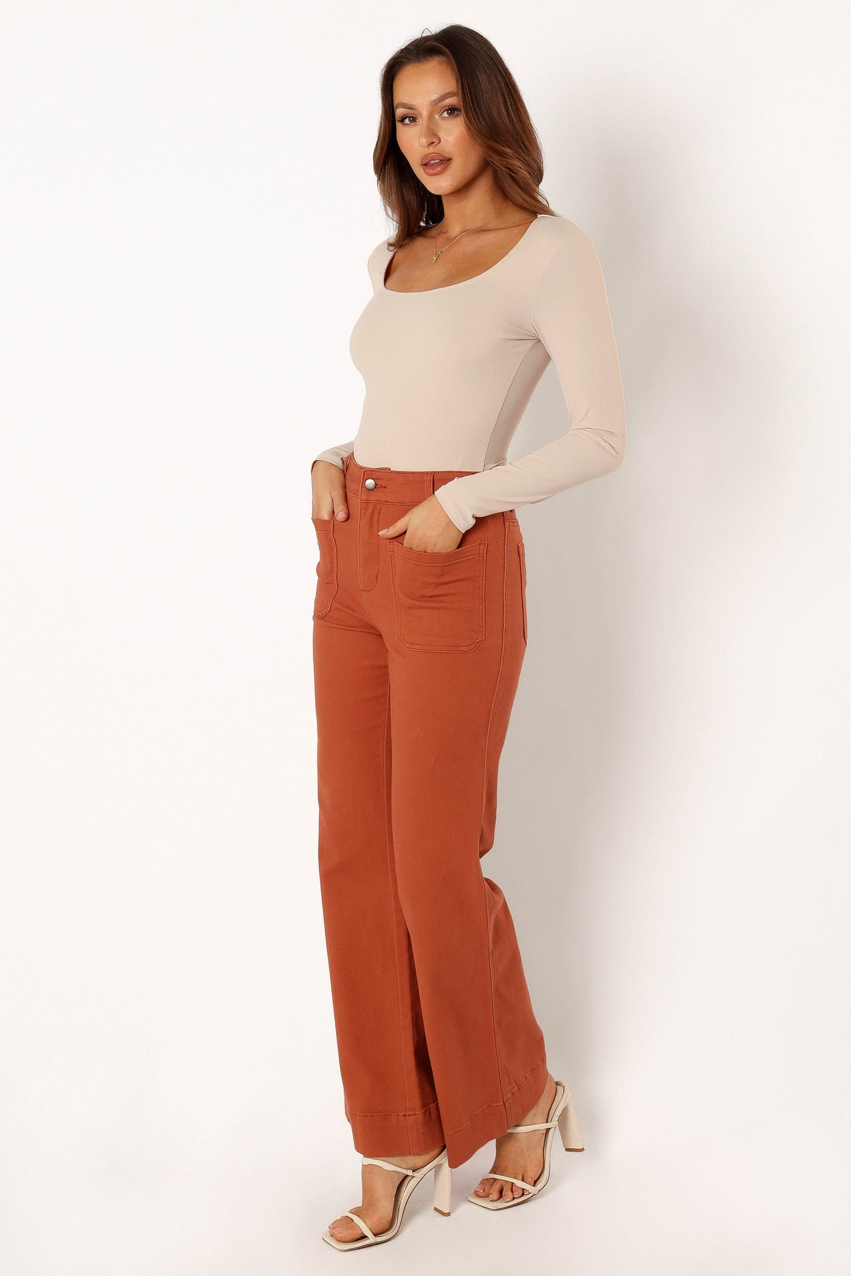 Nico Wide Leg Jean - Tan - Image 7