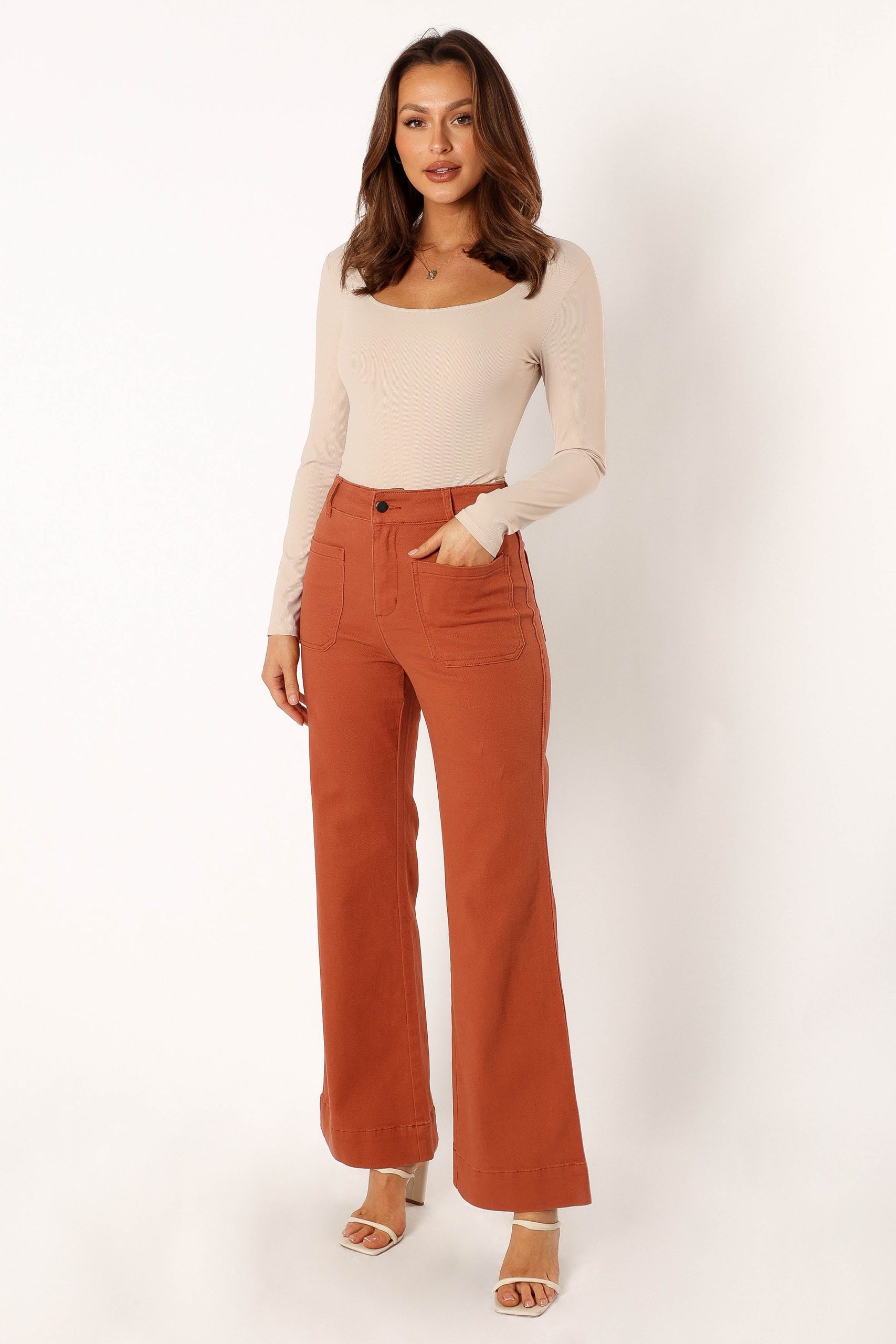 Nico Wide Leg Jean - Tan - Image 8