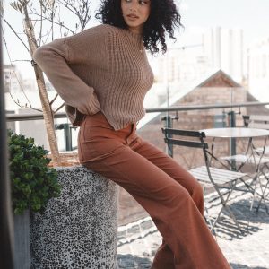 Nico Wide Leg Jean - Tan