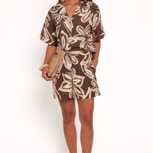 Pacifica Shorts - Chocolate Floral