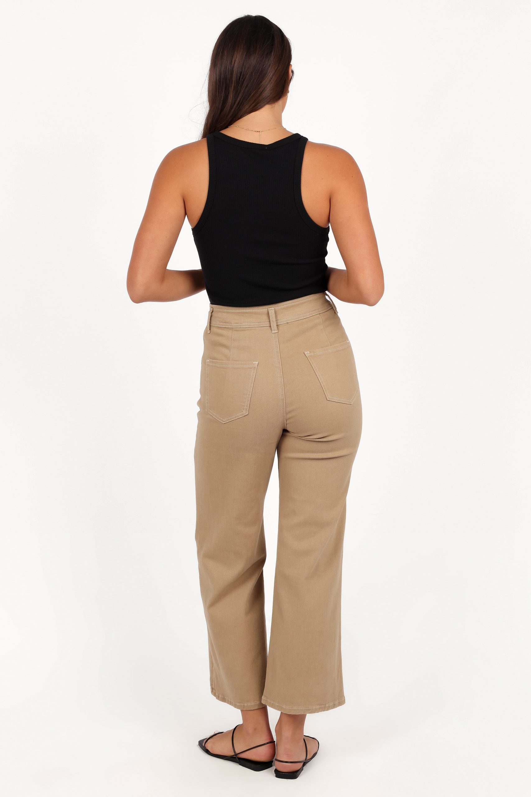Parson Wide Leg Pant - Taupe - Image 4
