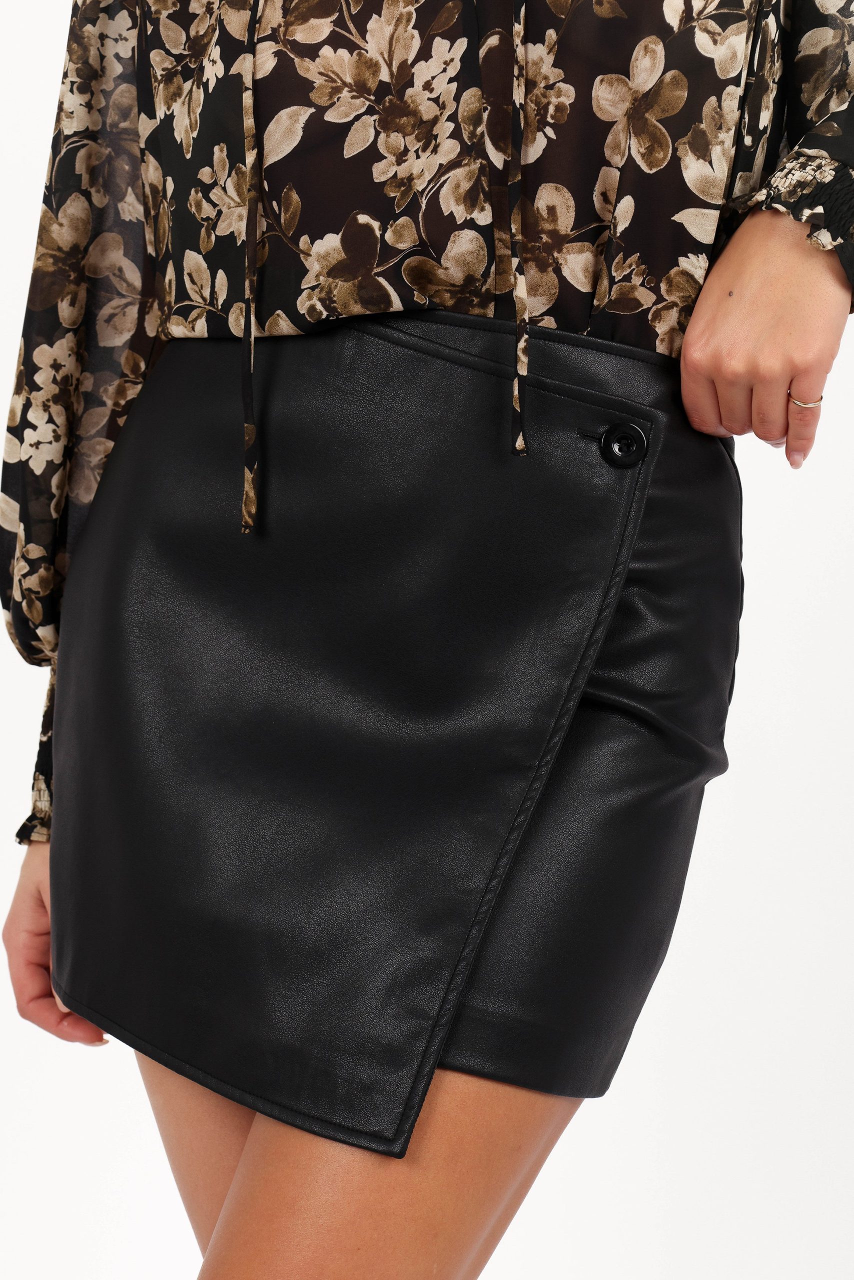 Rebecca Faux Leather Mini Skirt - Black - Image 2