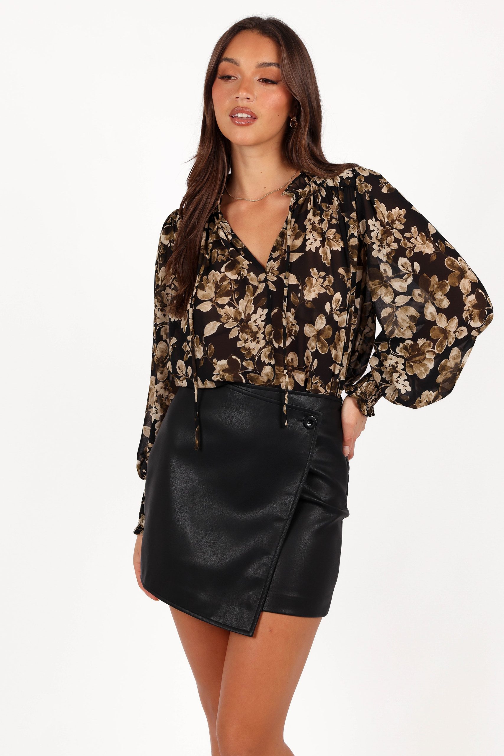 Rebecca Faux Leather Mini Skirt - Black - Image 3
