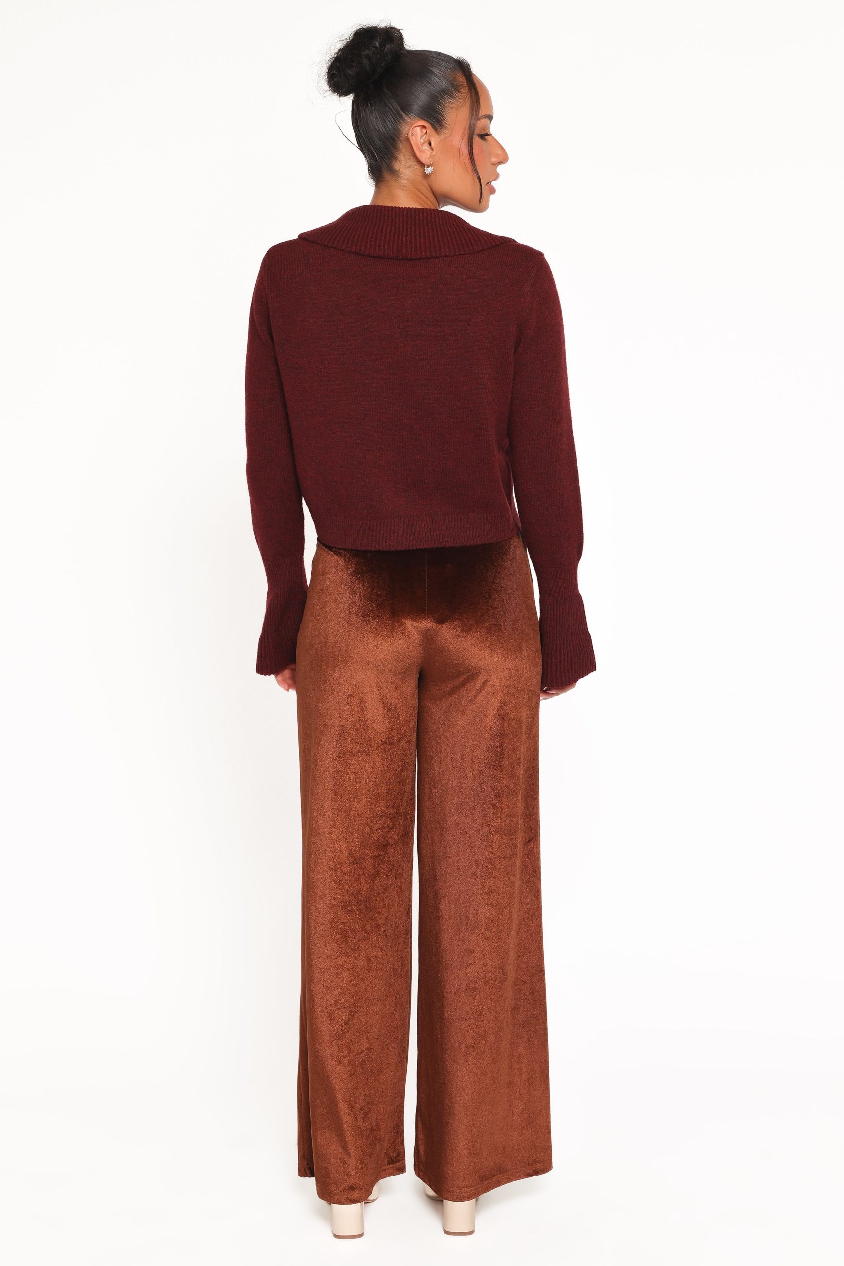 Riley Stretch Velvet Pant - Chocolate - Image 5