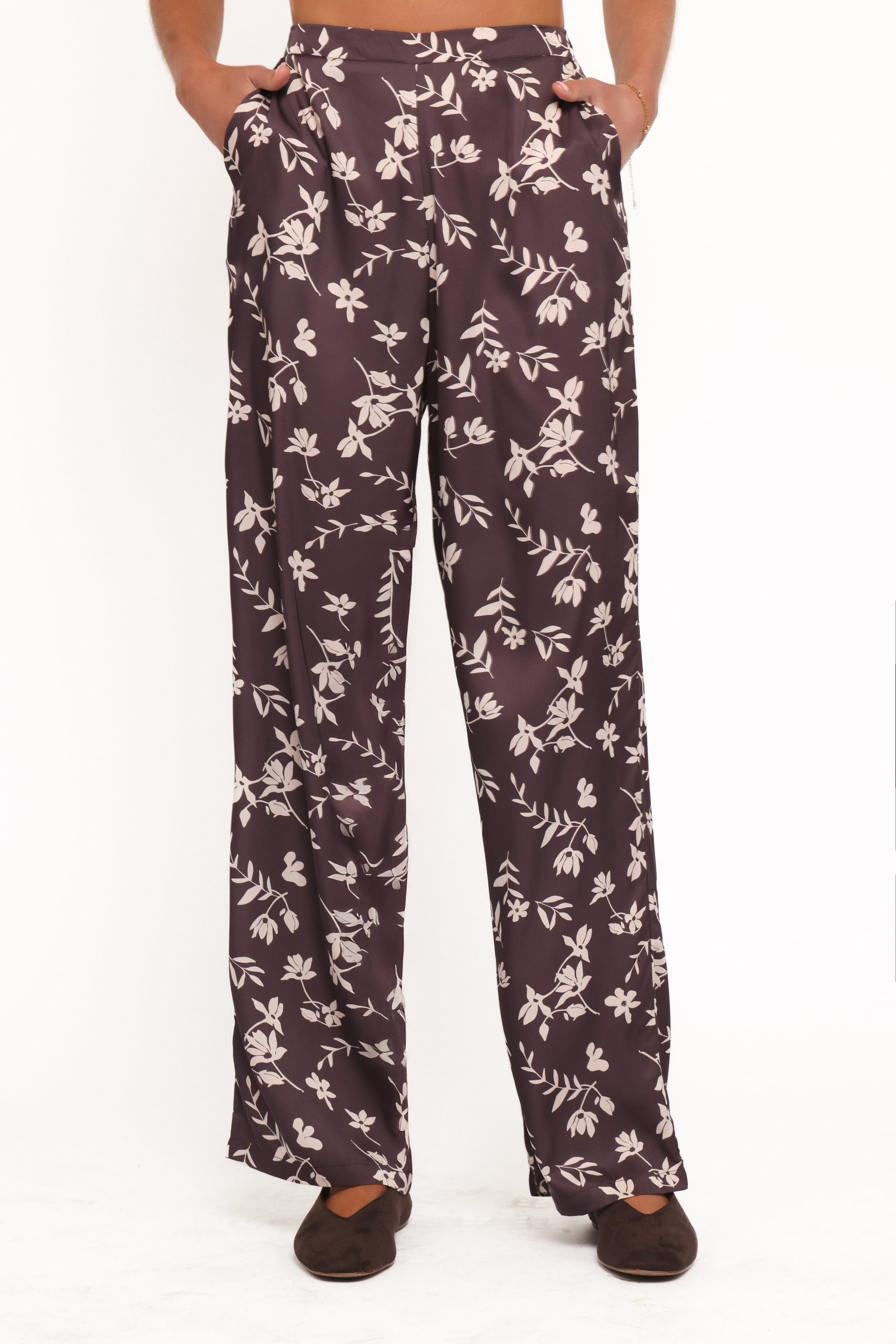 Romola Pant - Brown Cream Floral - Image 3
