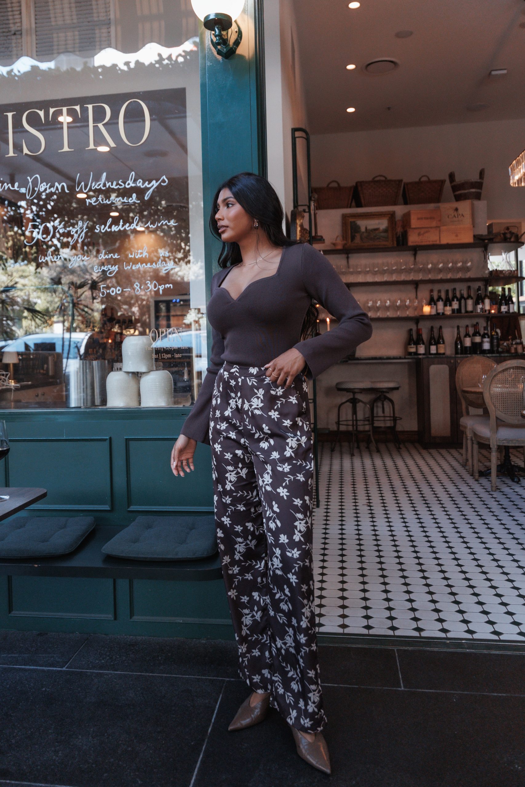 Romola Pant - Brown Cream Floral - Image 8