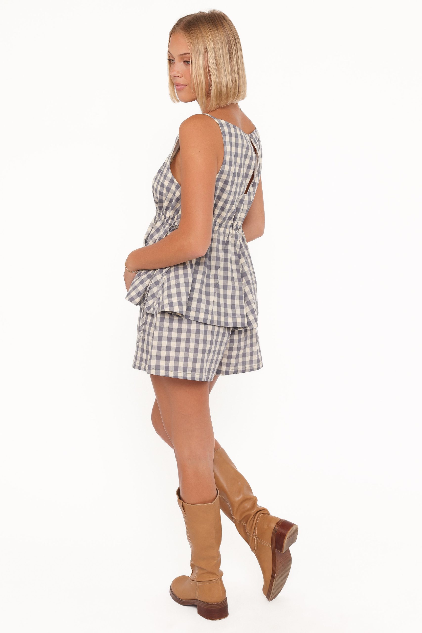 Rory Shorts - Slate Blue Gingham - Image 4