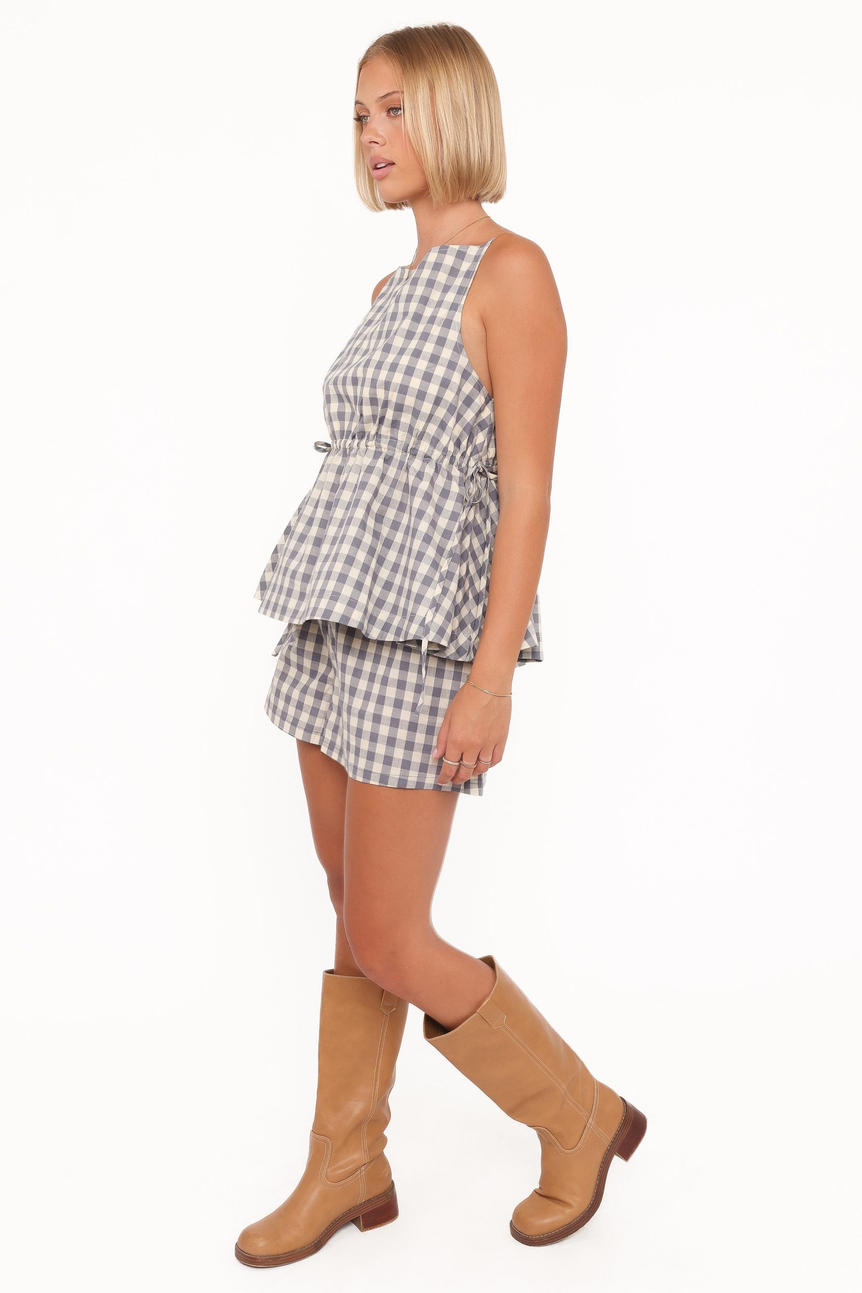 Rory Shorts - Slate Blue Gingham - Image 3