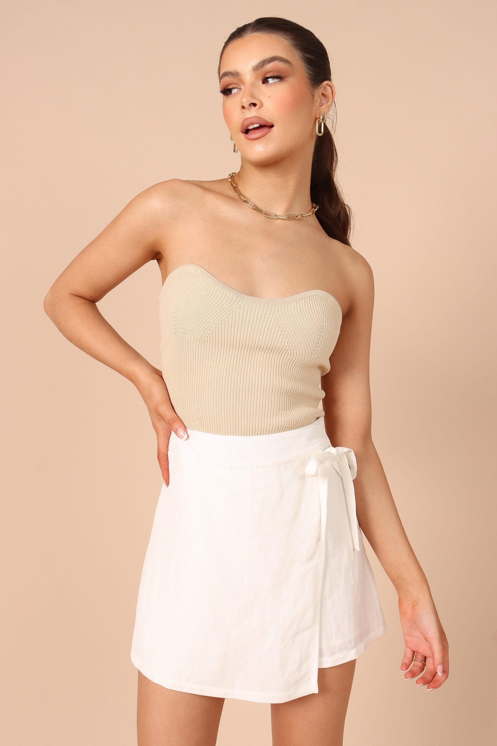 Roxy Faux Wrap Skort - Ivory - Image 3
