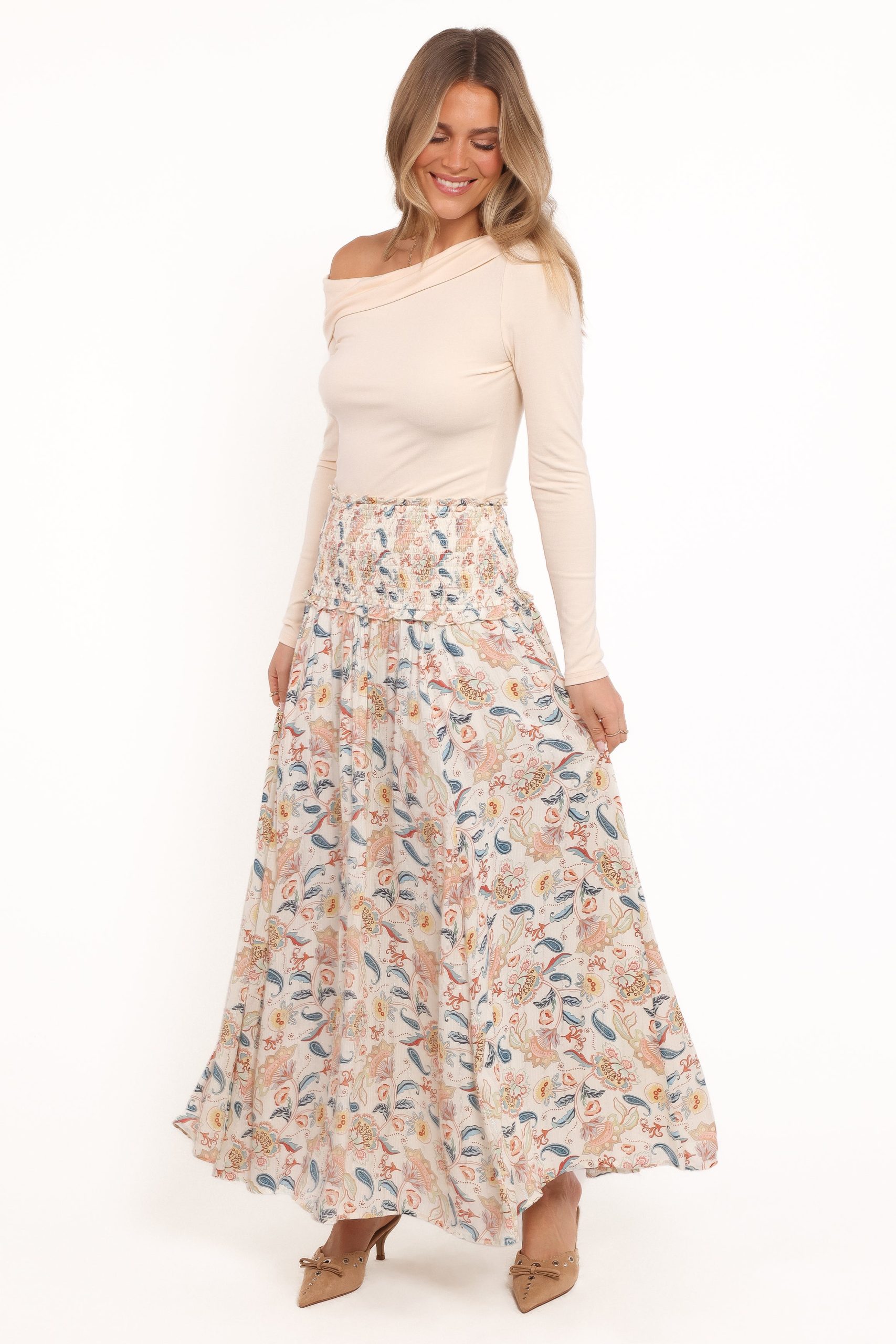 Seana Shirred Waist Maxi Skirt - Paisley - Image 2