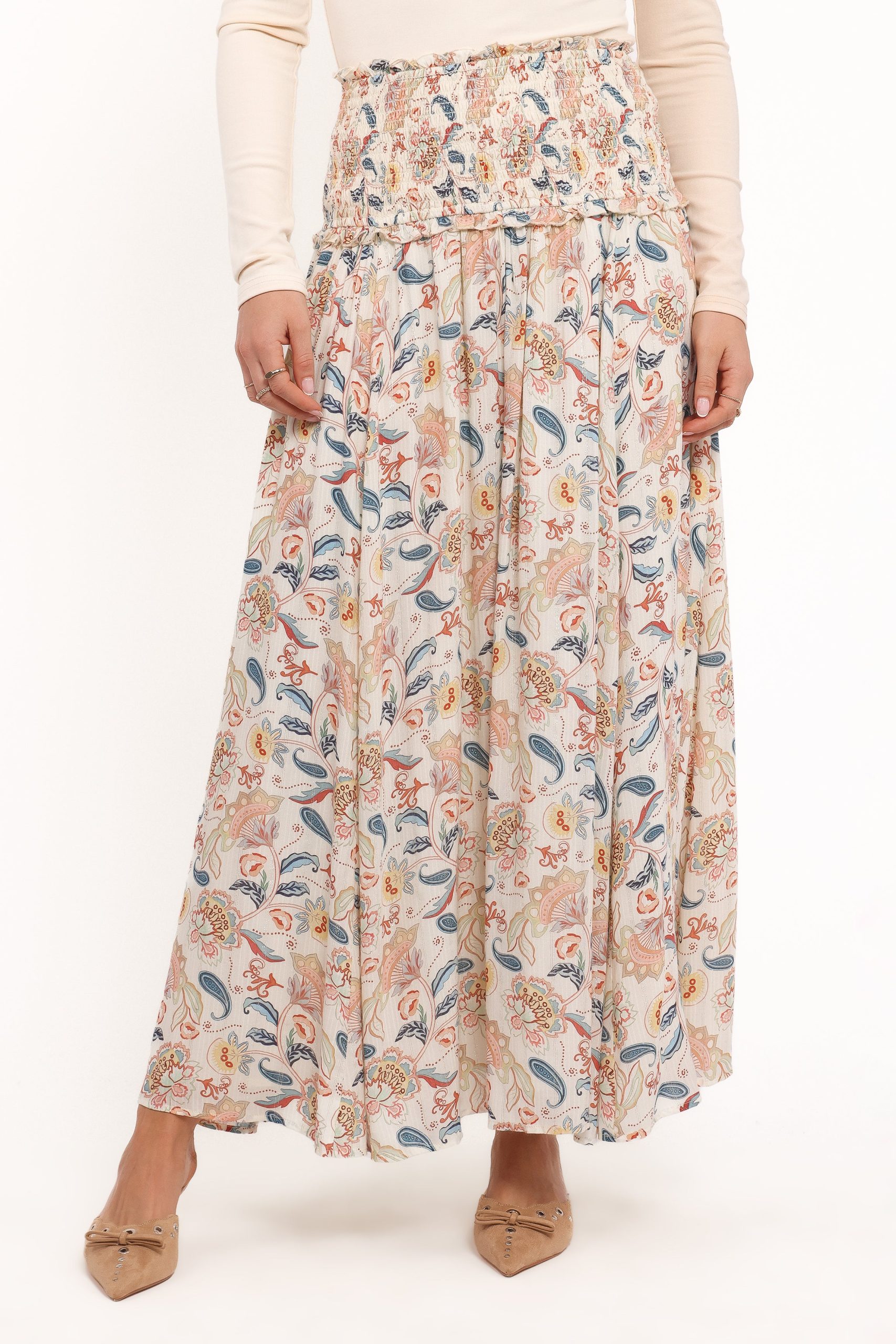 Seana Shirred Waist Maxi Skirt - Paisley - Image 3