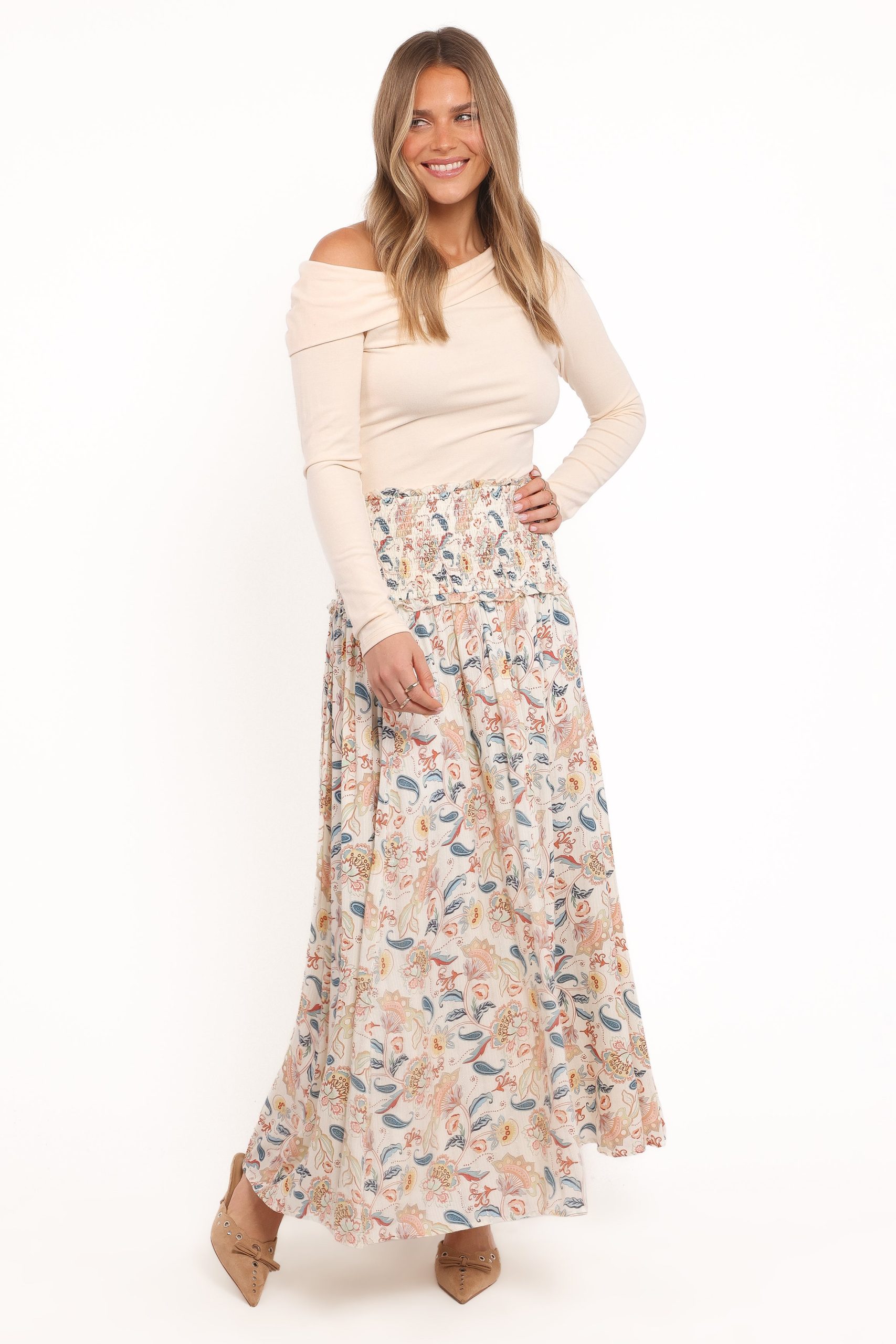 Seana Shirred Waist Maxi Skirt - Paisley - Image 6