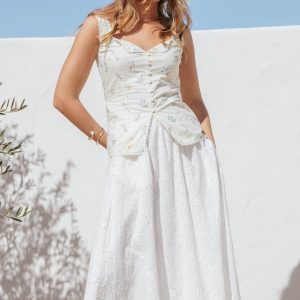 Sinead Eyelet Maxi Skirt - White