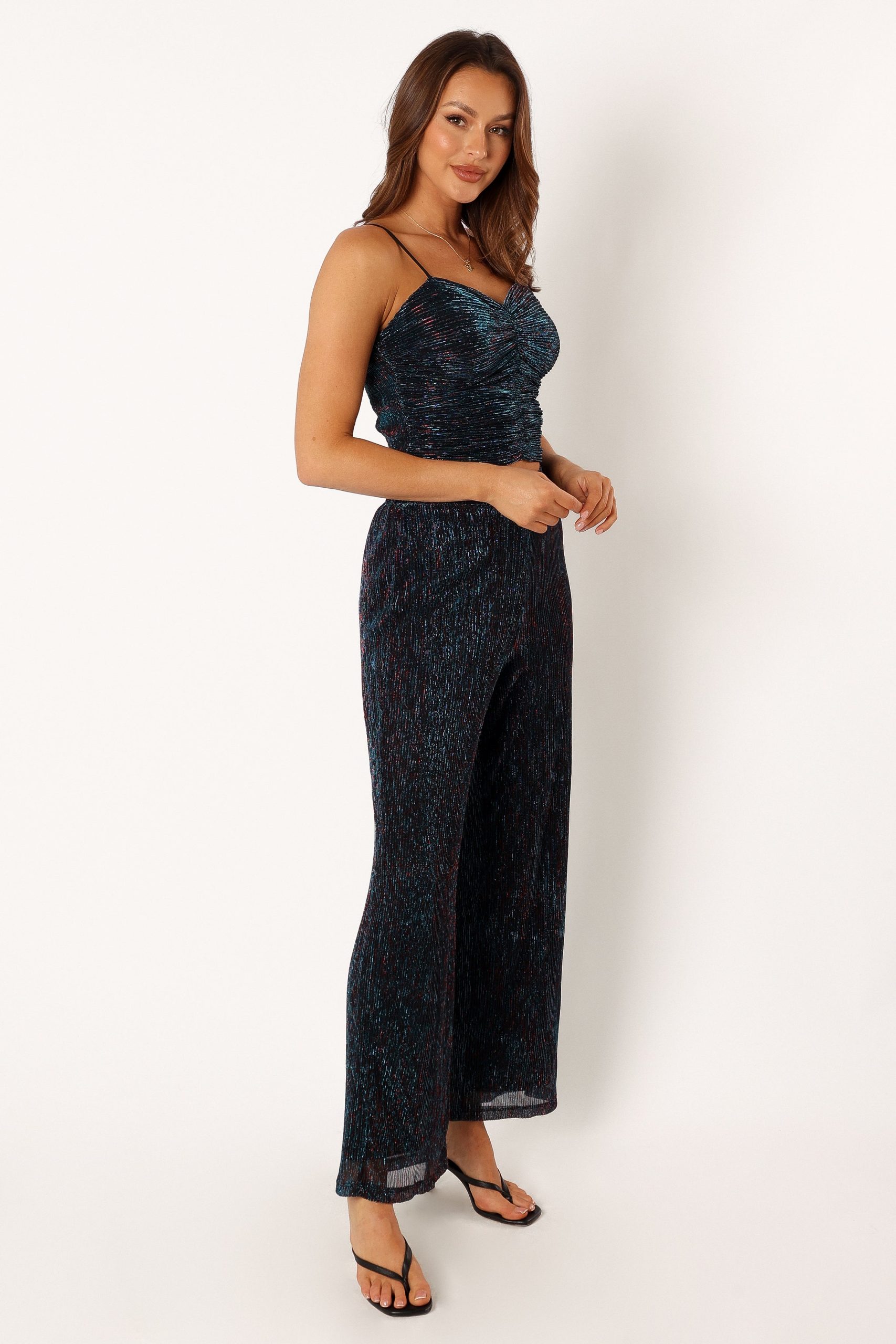 Sonja Wide Leg Pant - Black Teal - Image 5