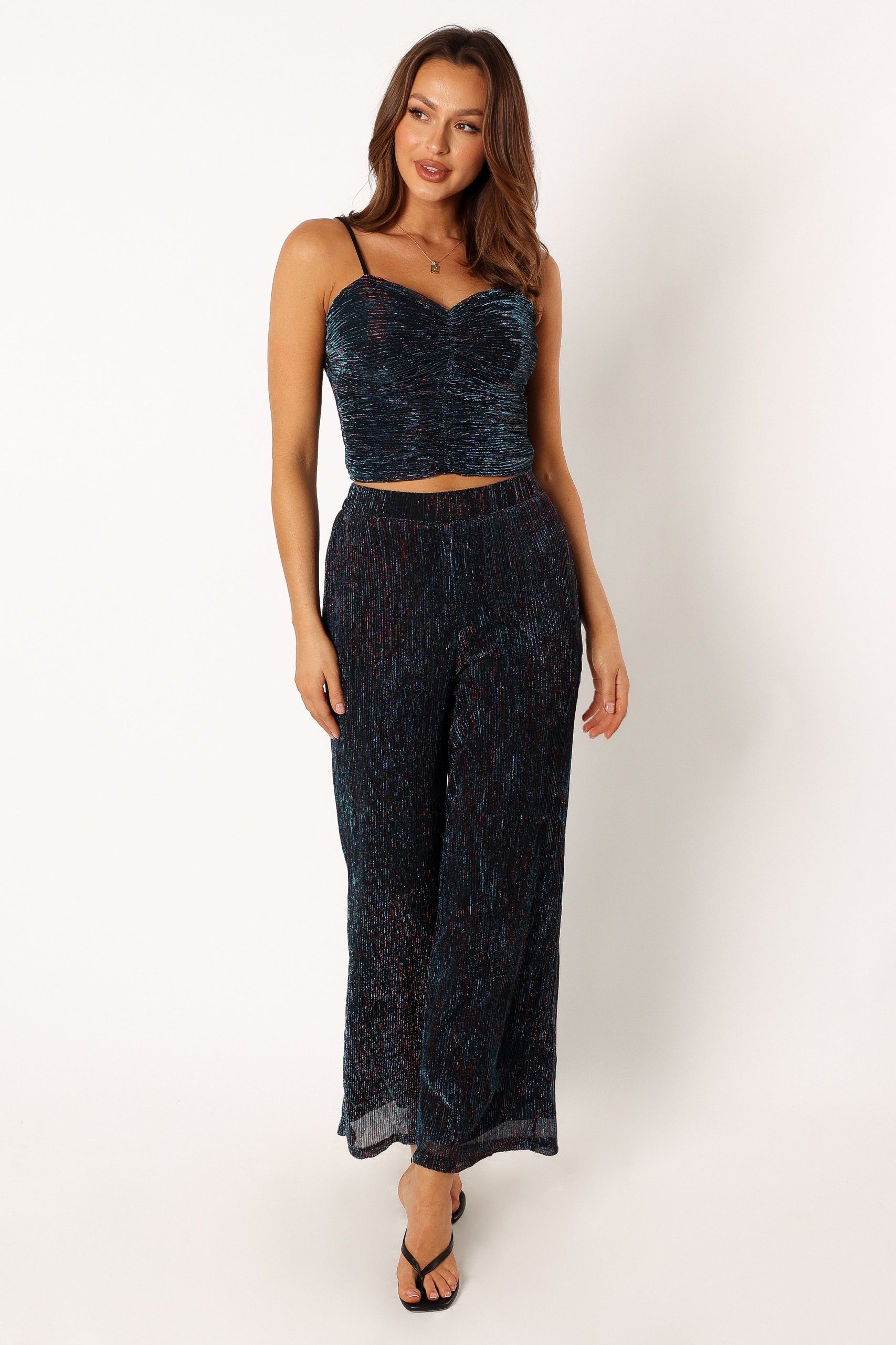 Sonja Wide Leg Pant - Black Teal - Image 8