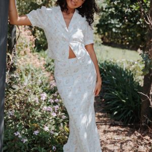 Steele Bias Maxi Skirt - White Vintage Floral