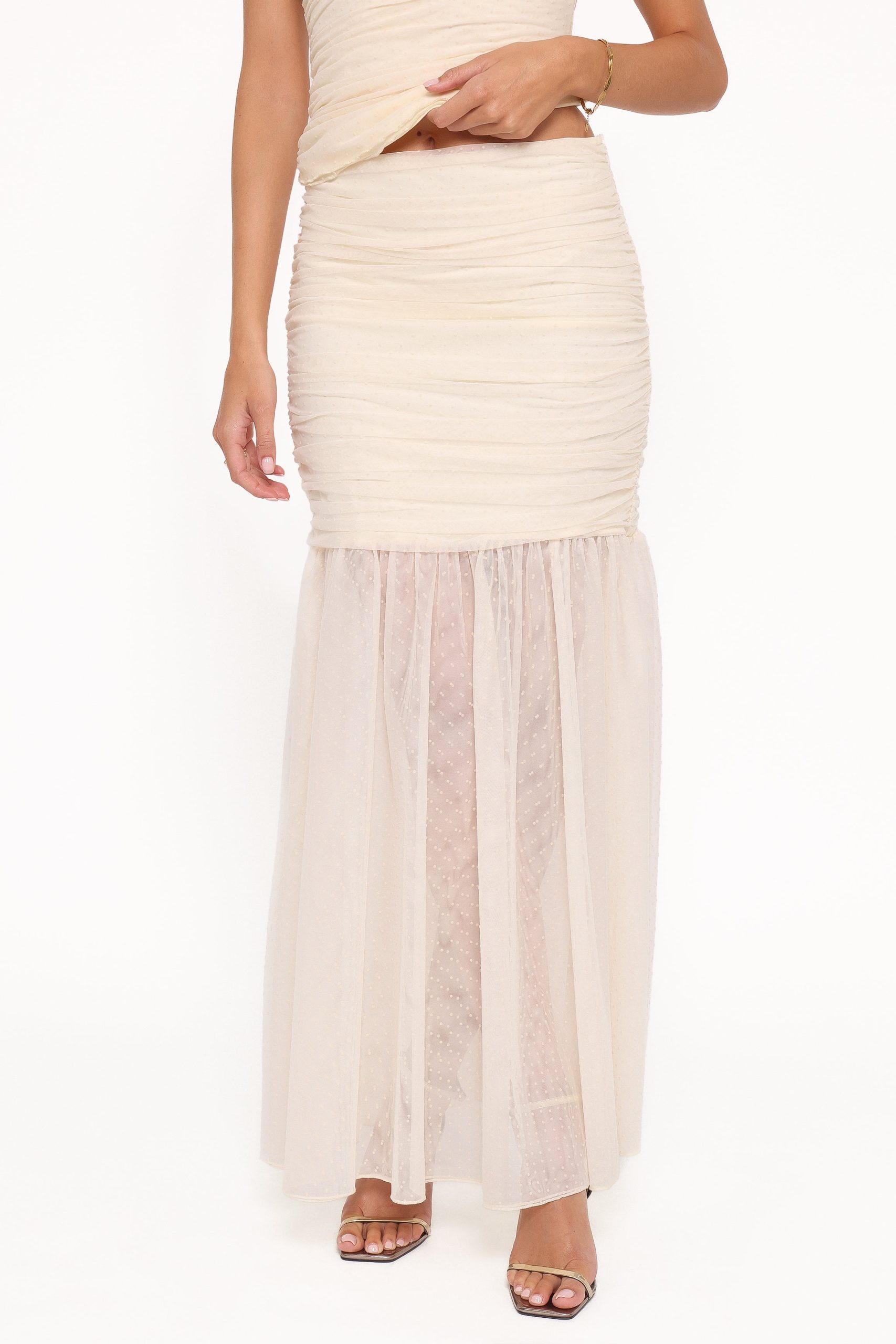 Susan Mesh Drop Waist Skirt - Yellow - Image 2