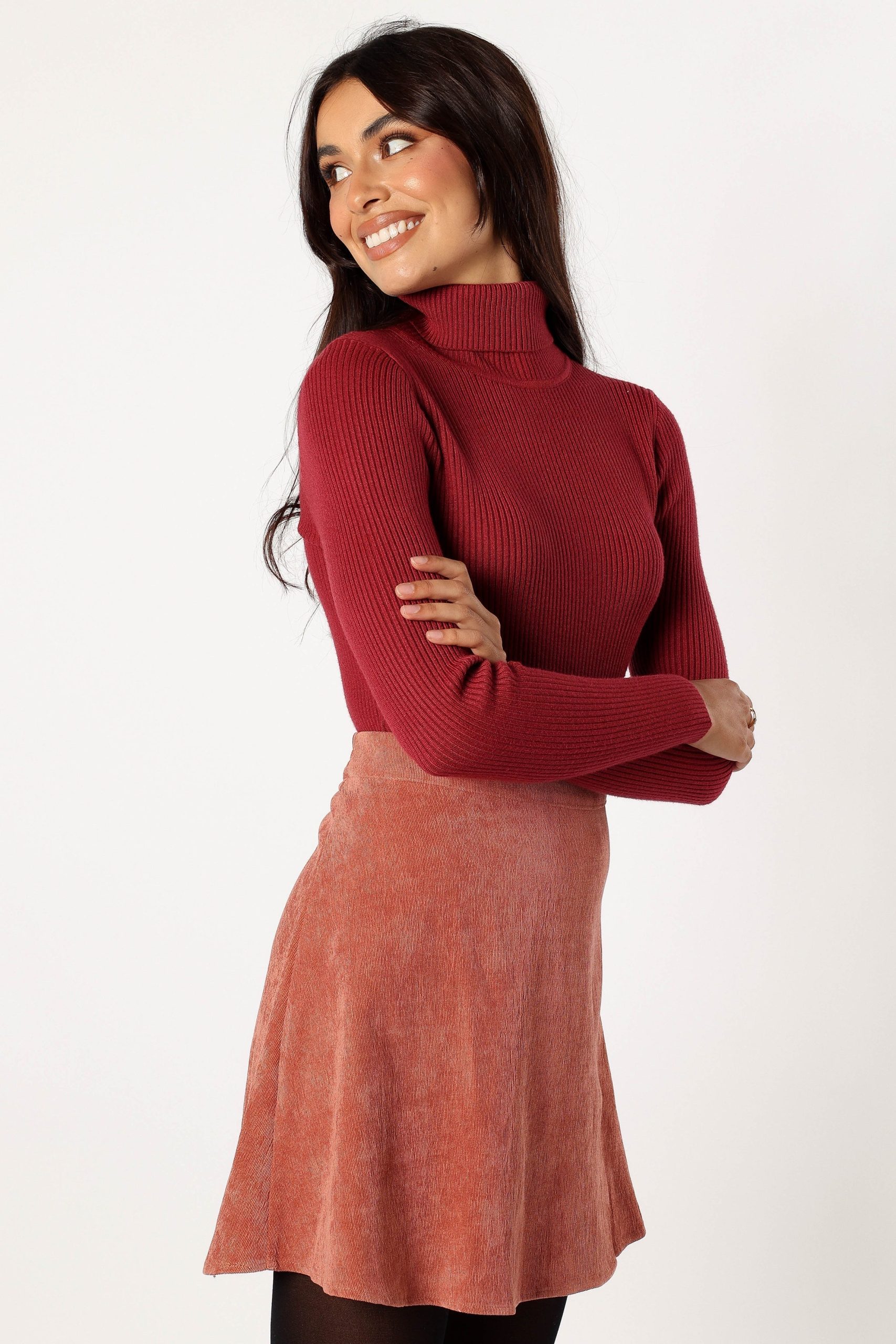 Tammy Cord Skirt - Brick - Image 2