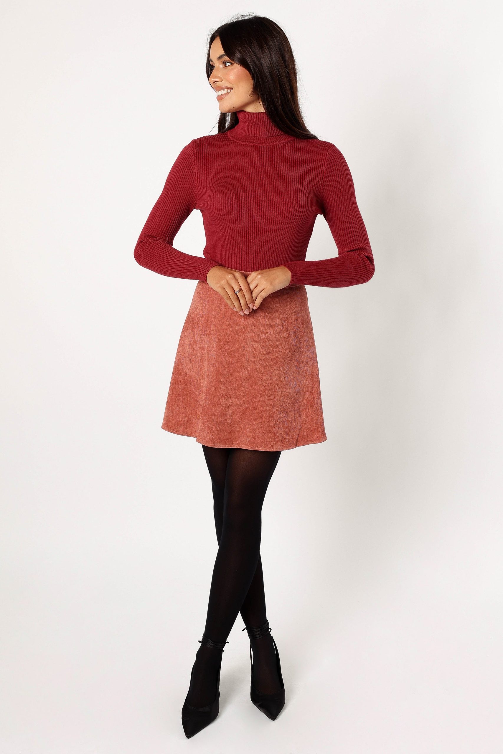 Tammy Cord Skirt - Brick - Image 5