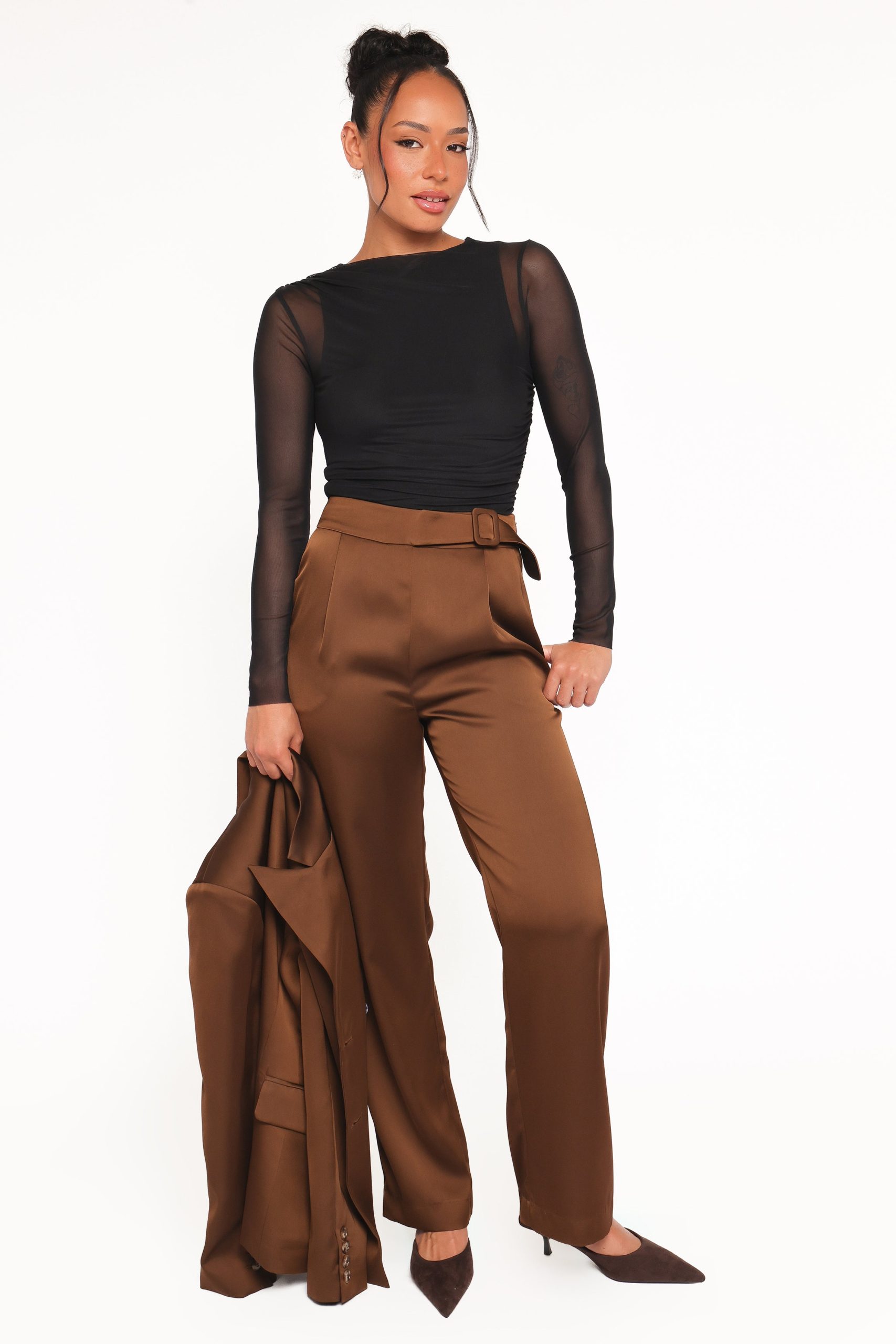 Trina Tailored Pant - Brown - Image 2