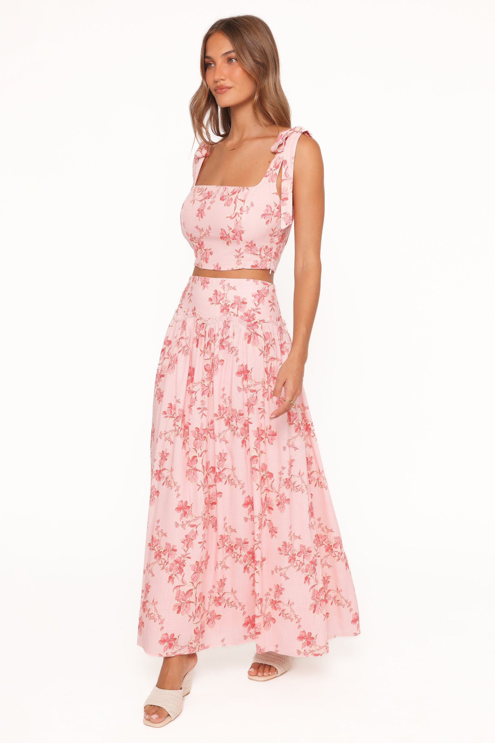 Tyler Drop Waist Maxi Skirt - Rose Pink Floral - Image 4