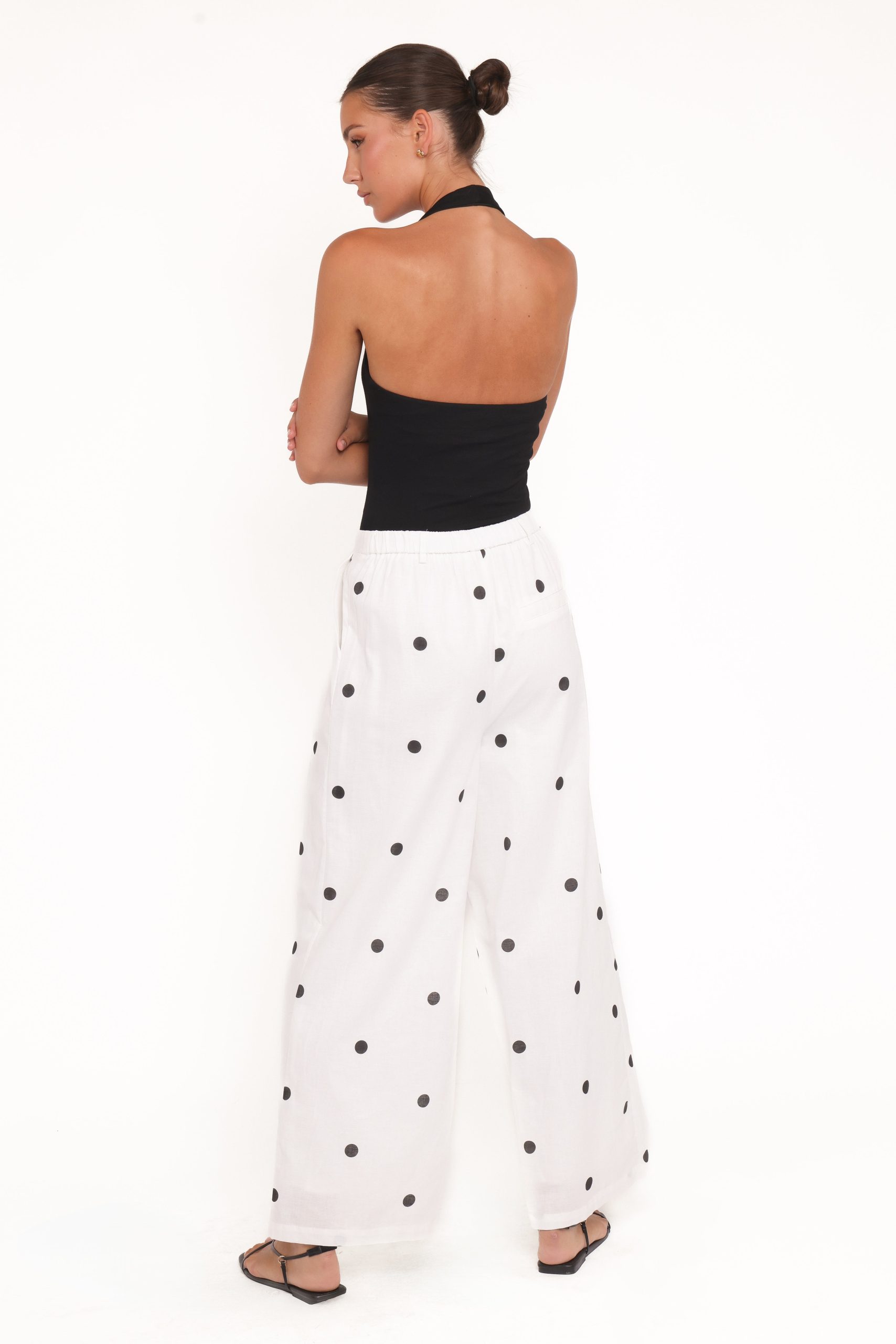 Valora Wide Leg Pant - White Black Polka Dot - Image 3
