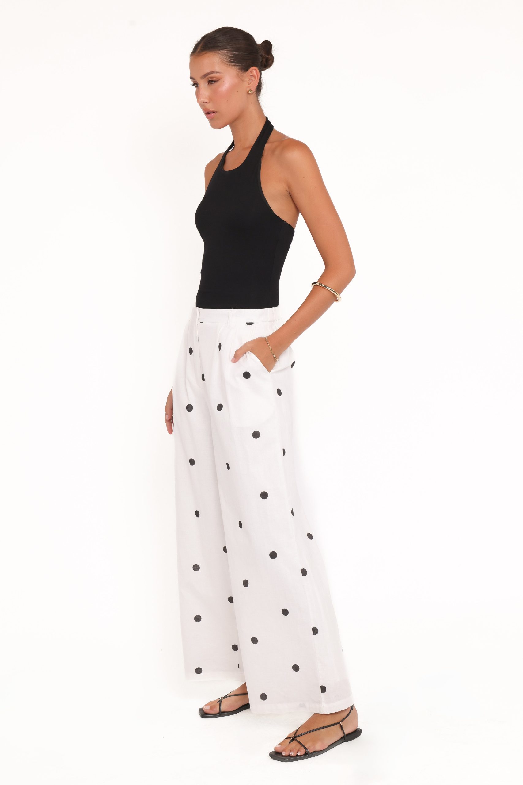 Valora Wide Leg Pant - White Black Polka Dot - Image 4