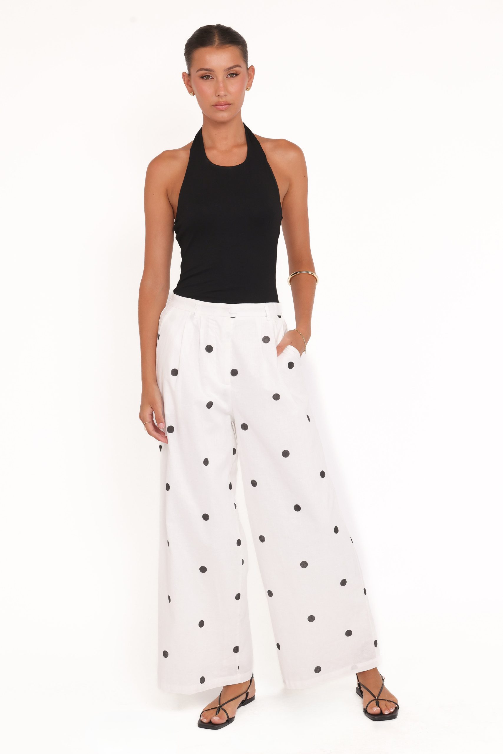 Valora Wide Leg Pant - White Black Polka Dot - Image 2