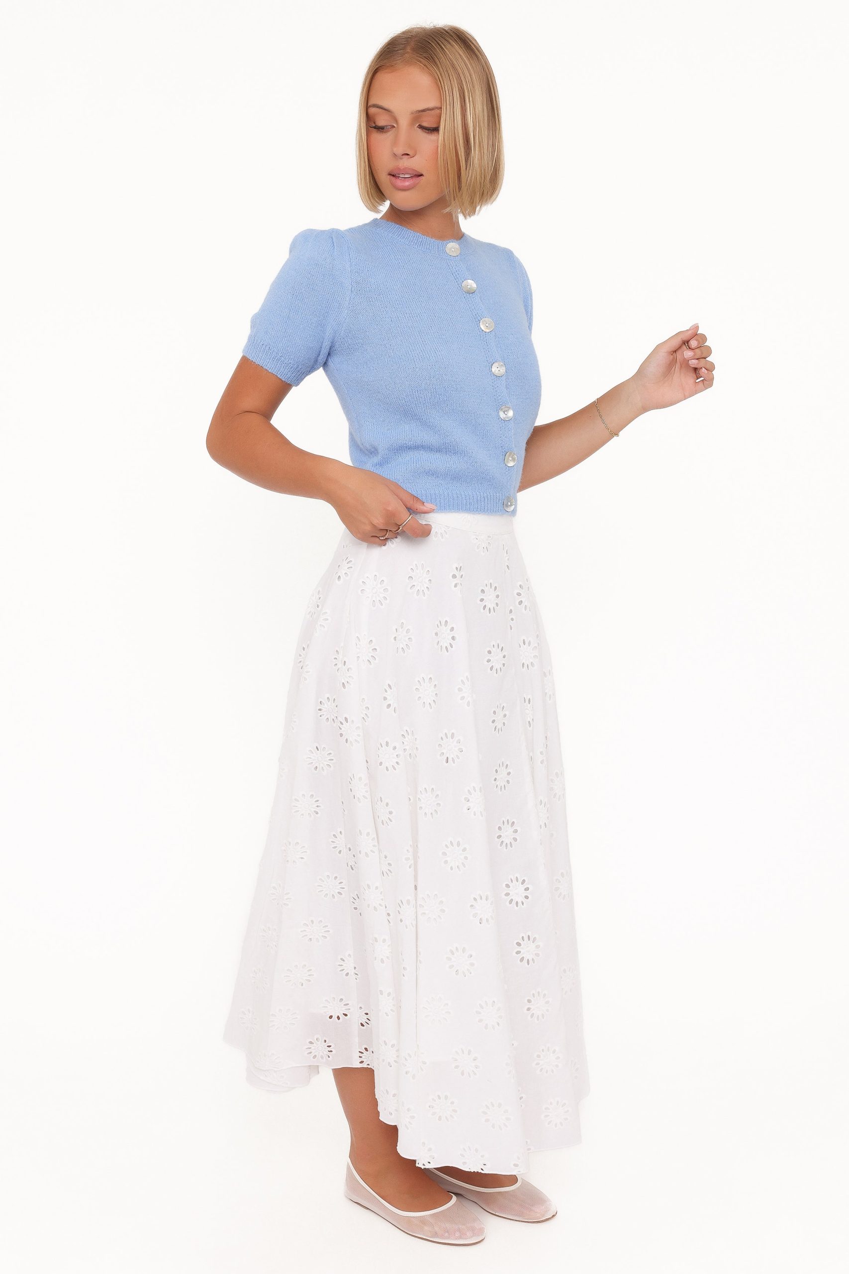 Varia Eyelet Maxi Skirt - White - Image 4