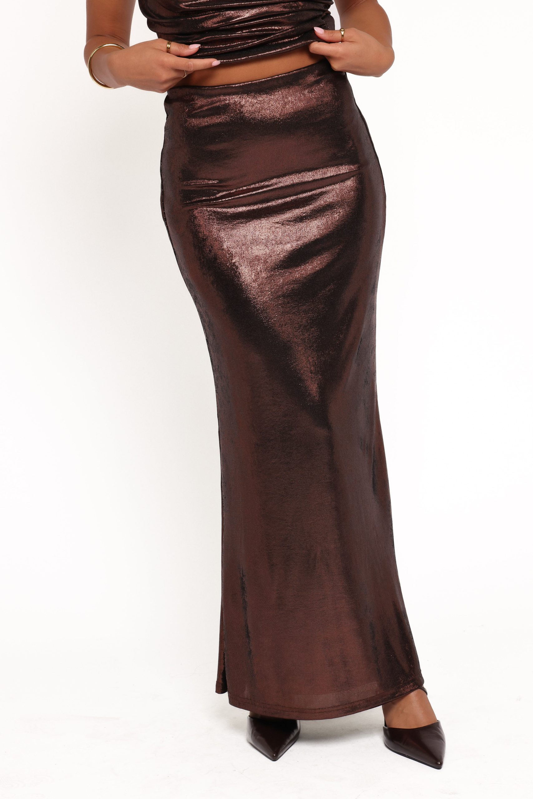 Velman Metallic Maxi Skirt - Bronze - Image 2