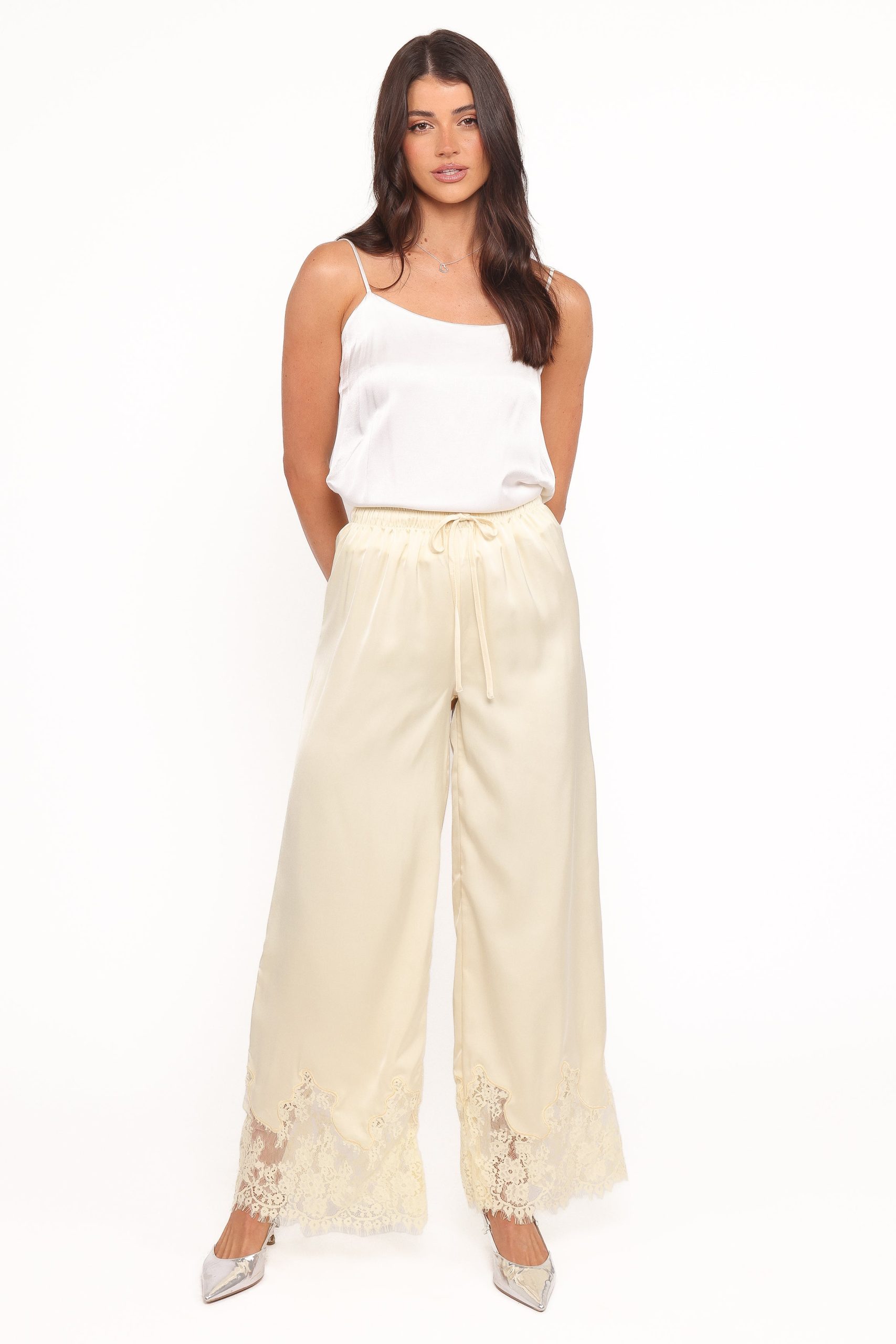 Viola Drawstring Wide Leg Pant - Yellow - Image 2