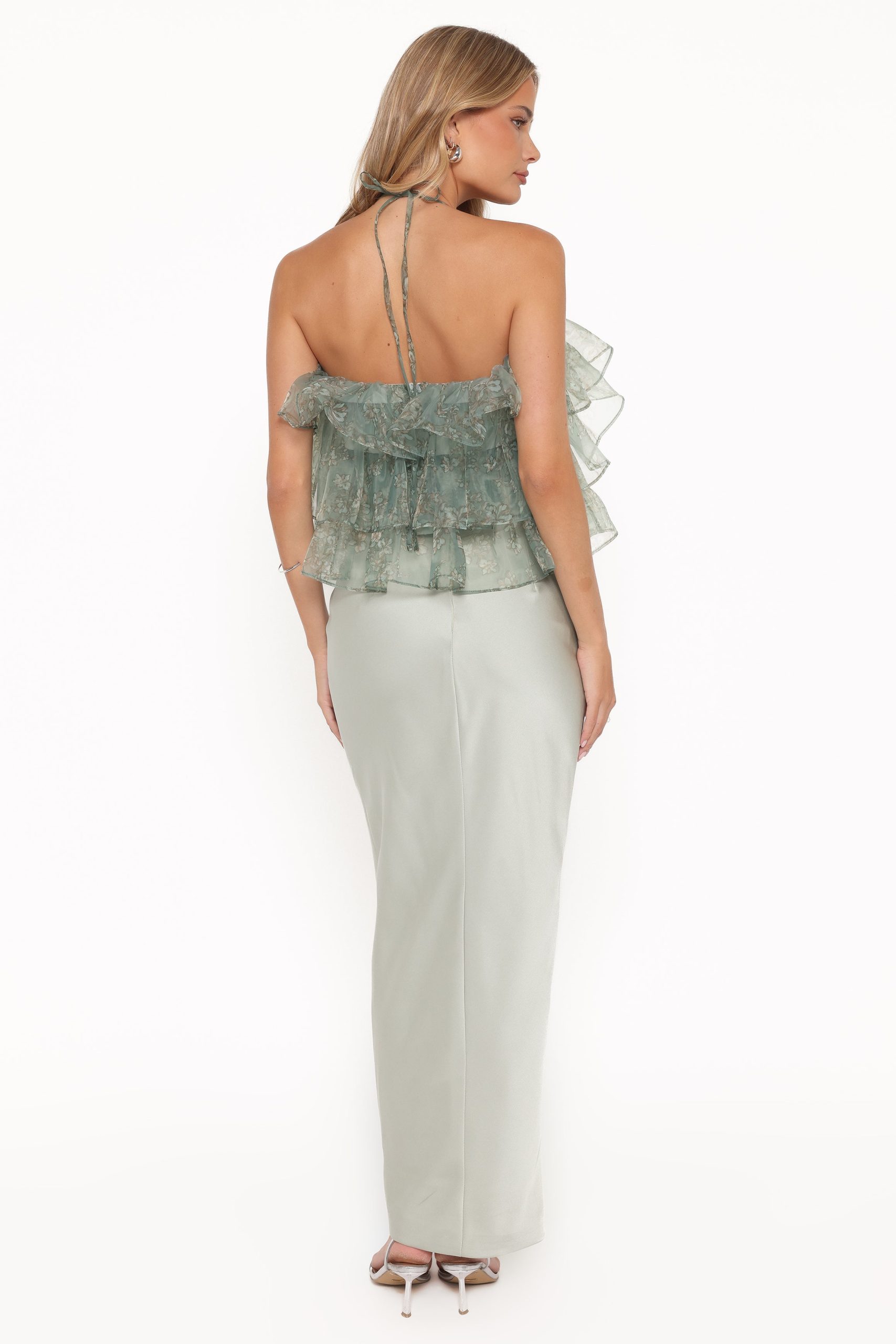 Viviana Fitted Column Skirt - Mint Green - Image 5