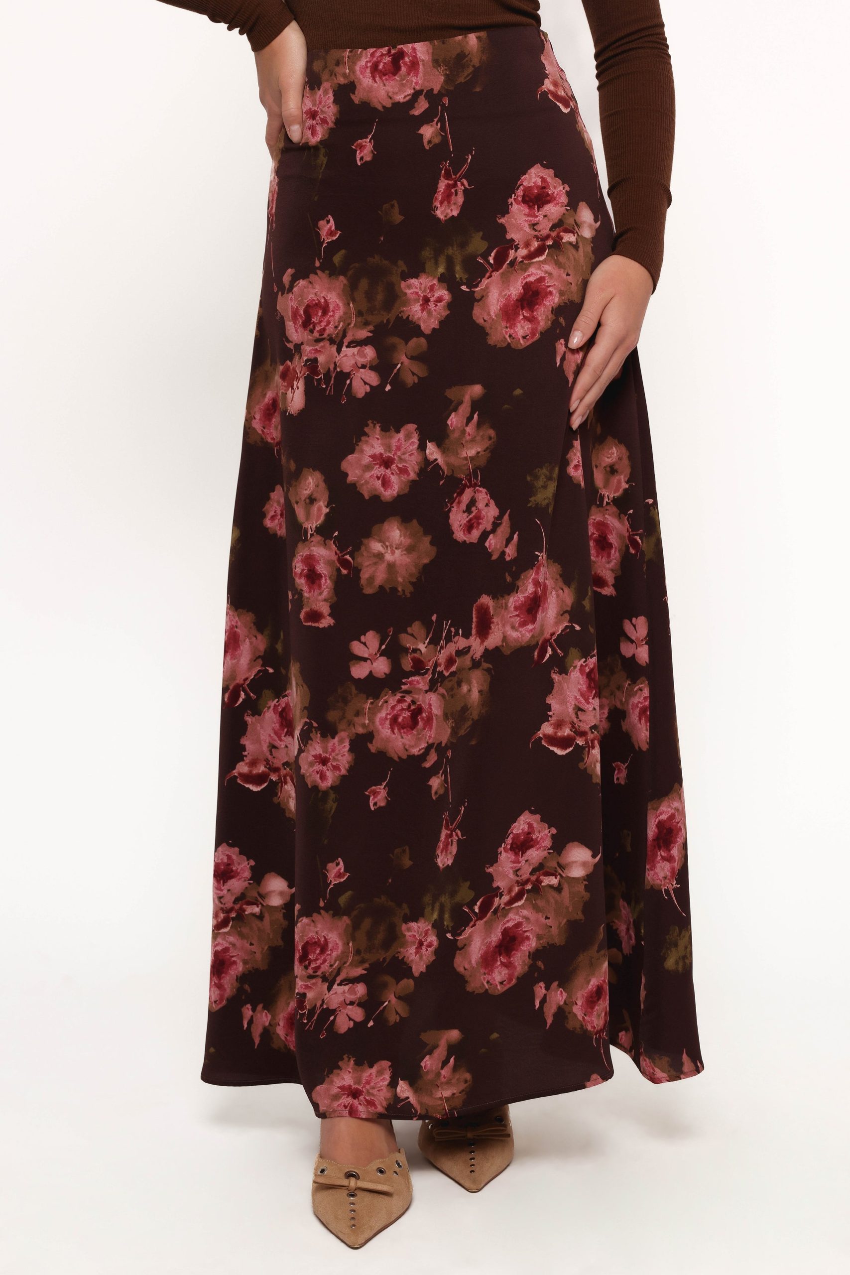 Vivie Midi Skirt - Chocolate Floral - Image 4