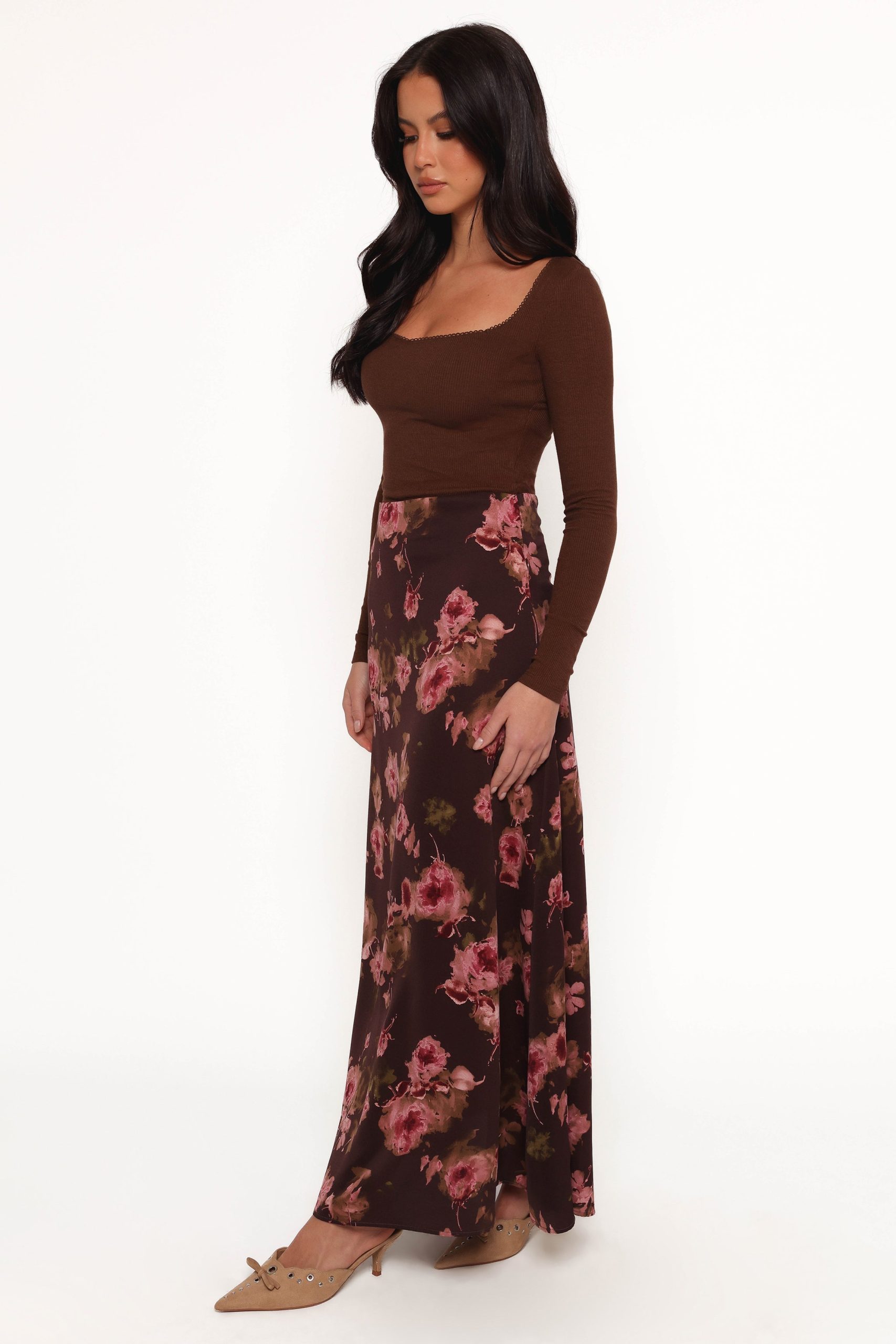 Vivie Midi Skirt - Chocolate Floral - Image 5