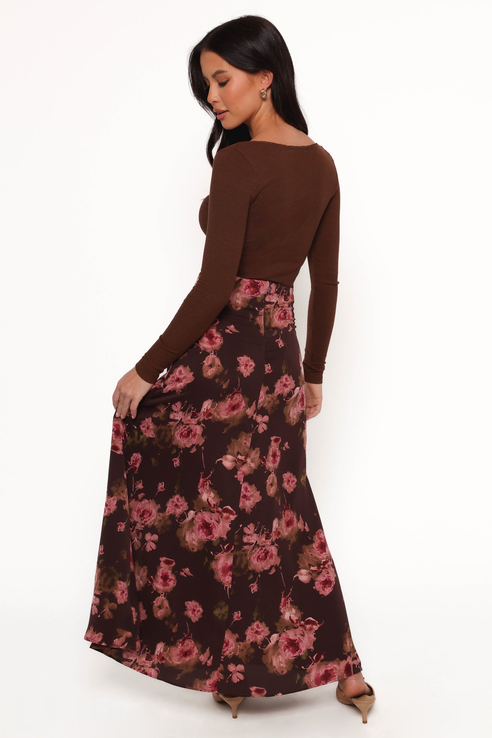 Vivie Midi Skirt - Chocolate Floral - Image 6
