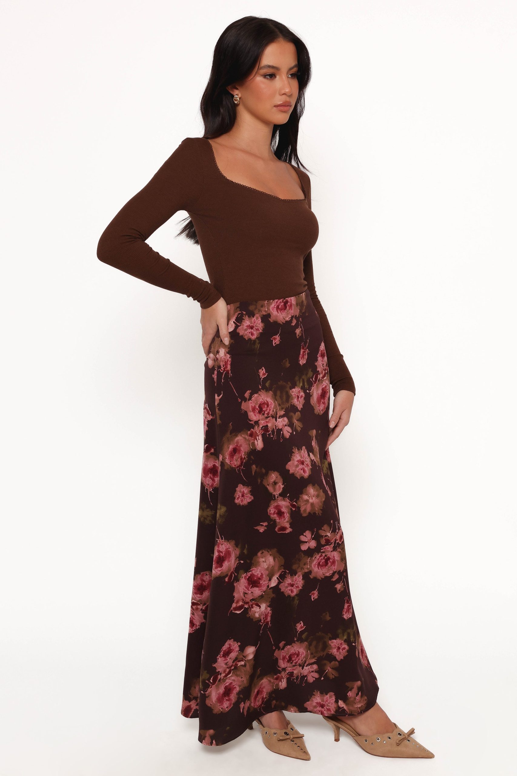Vivie Midi Skirt - Chocolate Floral - Image 7