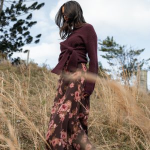 Vivie Midi Skirt - Chocolate Floral