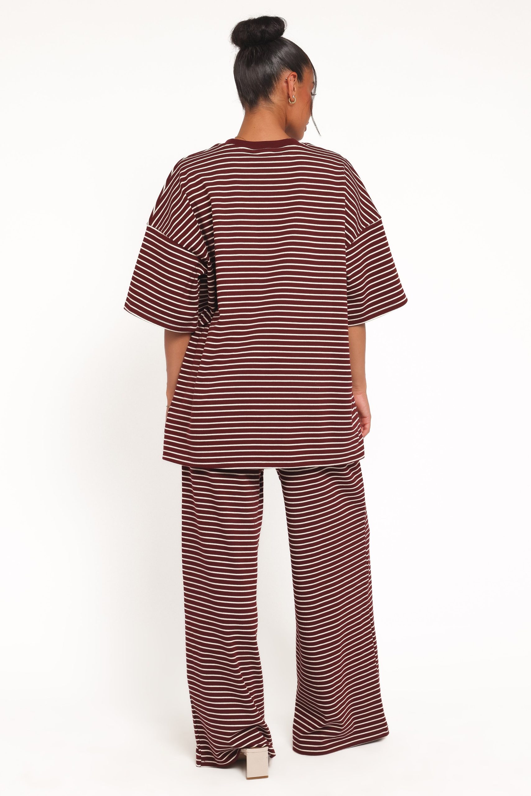 Wilda Knit Pant - Burgundy Cream Stripe - Image 4