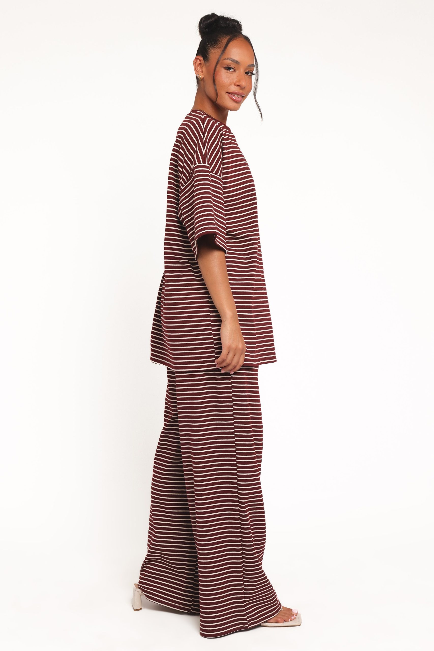 Wilda Knit Pant - Burgundy Cream Stripe - Image 3